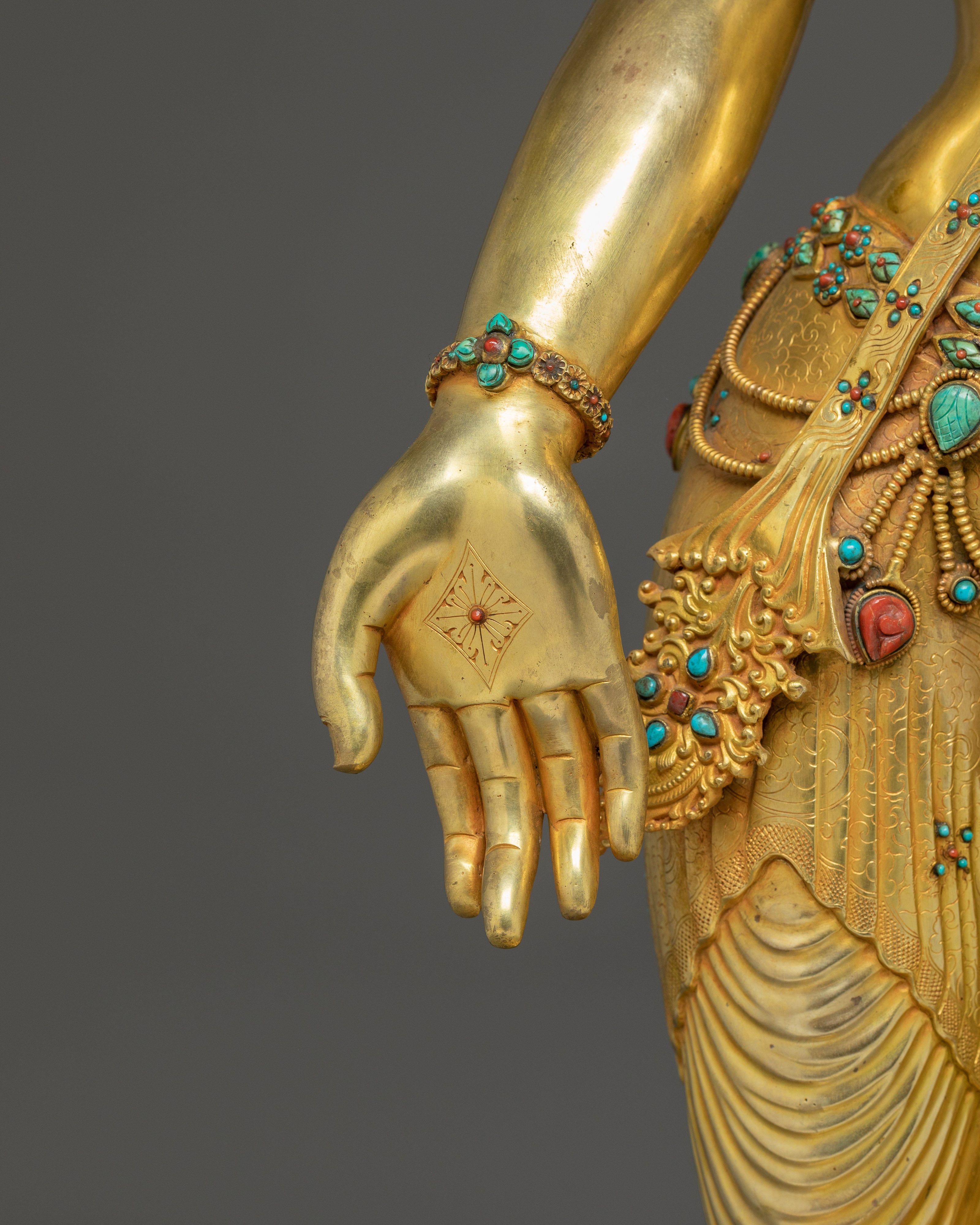 Sacred Standing Green Tara Statue | Handcrafted Nepali Icon