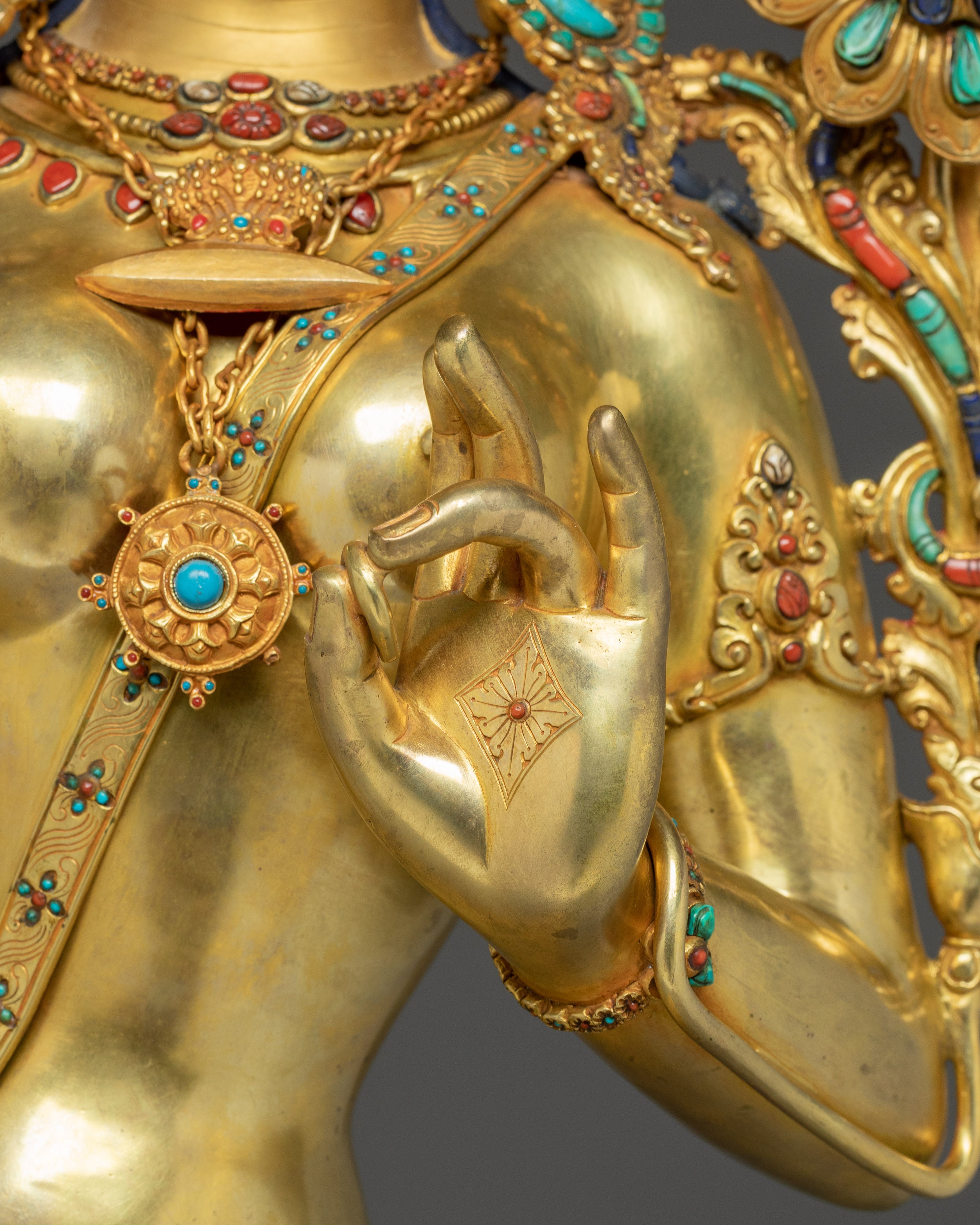 Sacred Standing Green Tara Statue | Handcrafted Nepali Icon