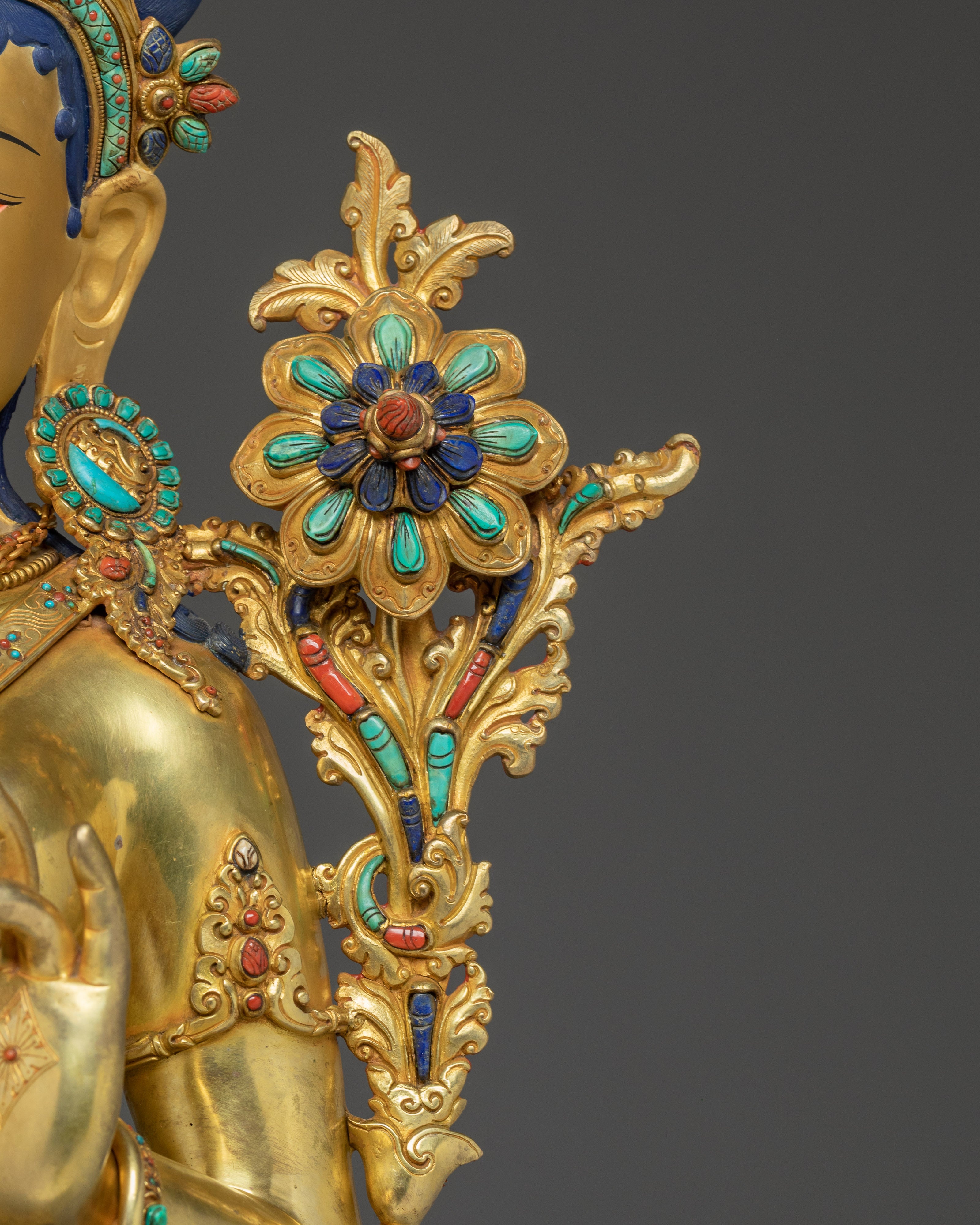 Sacred Standing Green Tara Statue | Handcrafted Nepali Icon