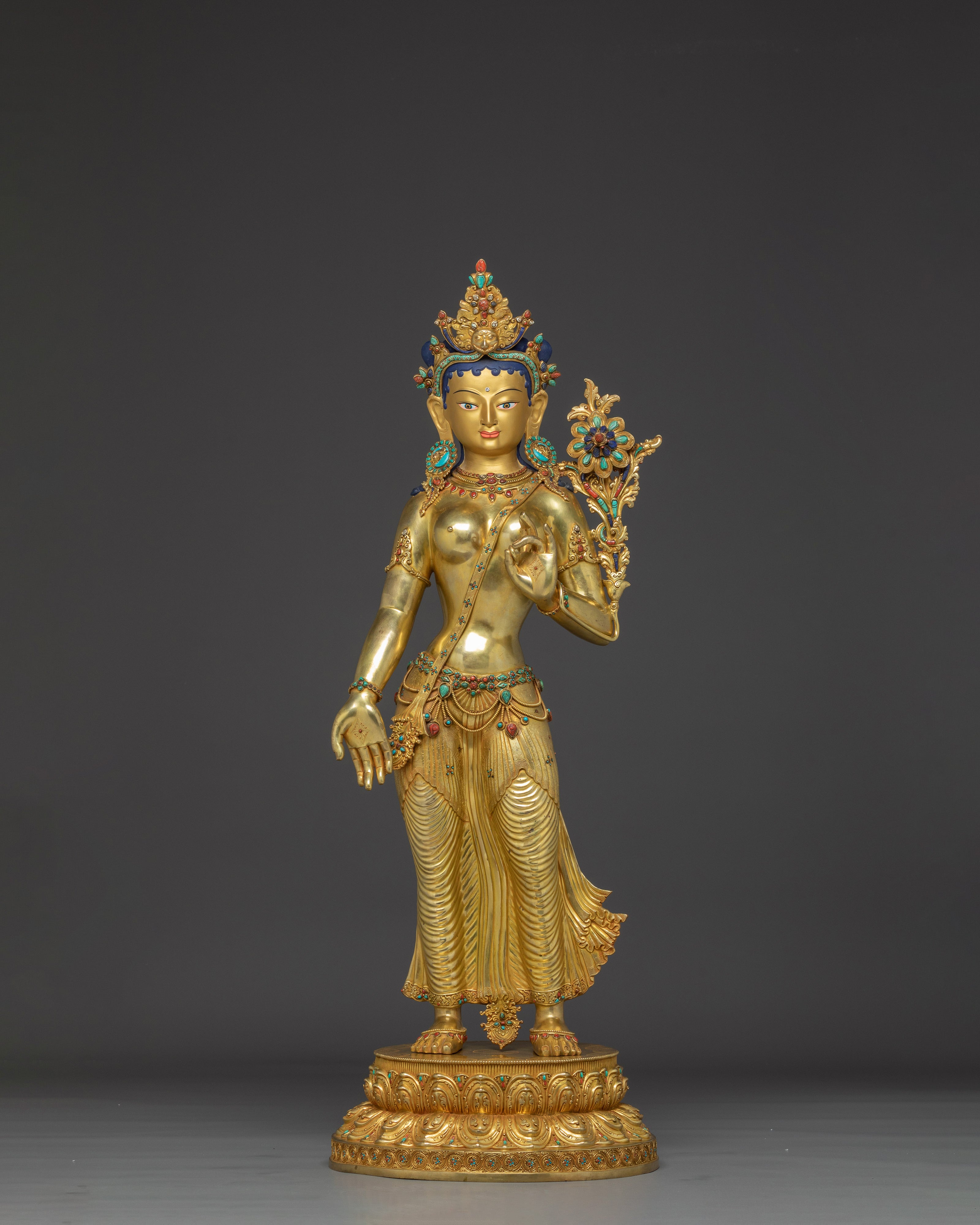 Sacred Standing Green Tara Statue | Handcrafted Nepali Icon