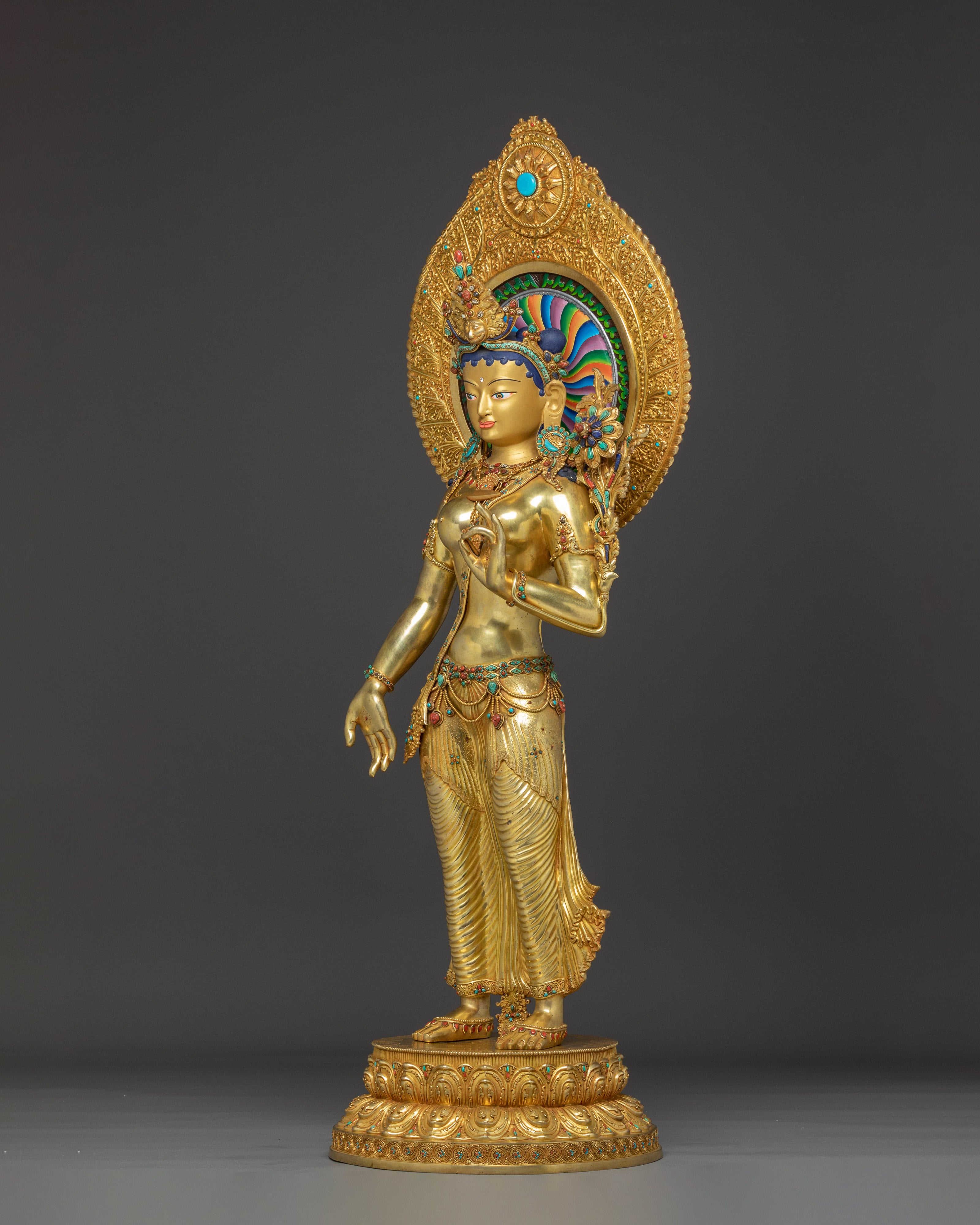 Sacred Standing Green Tara Statue | Handcrafted Nepali Icon