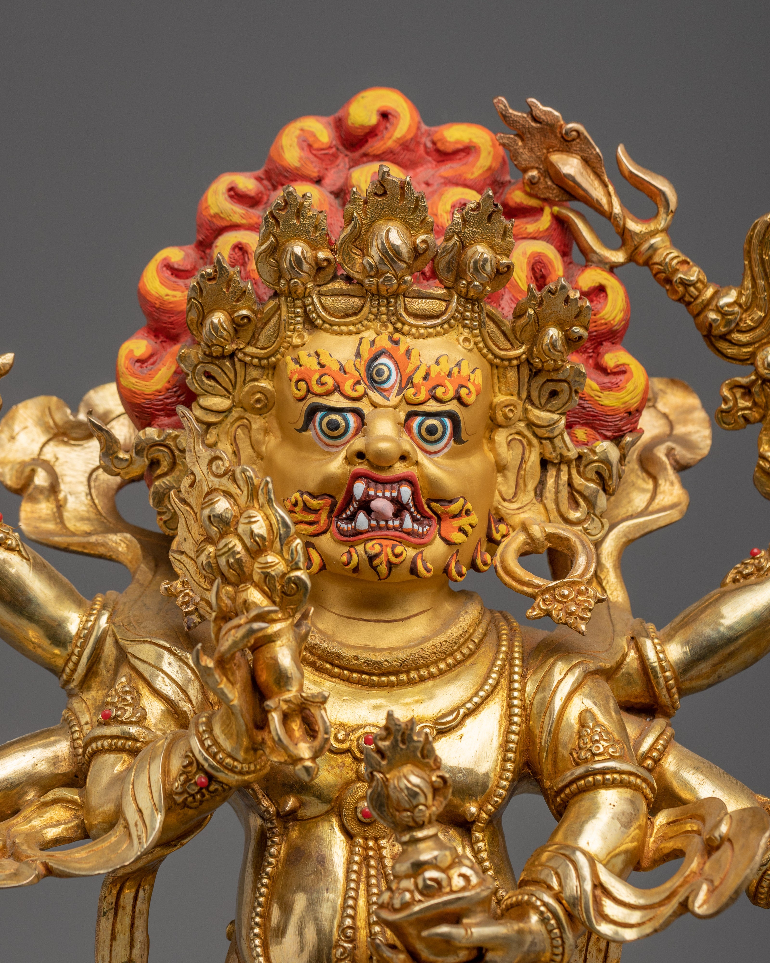 Tibetan White Mahakala Statue | Wrathful Wealth Deity of Compassion