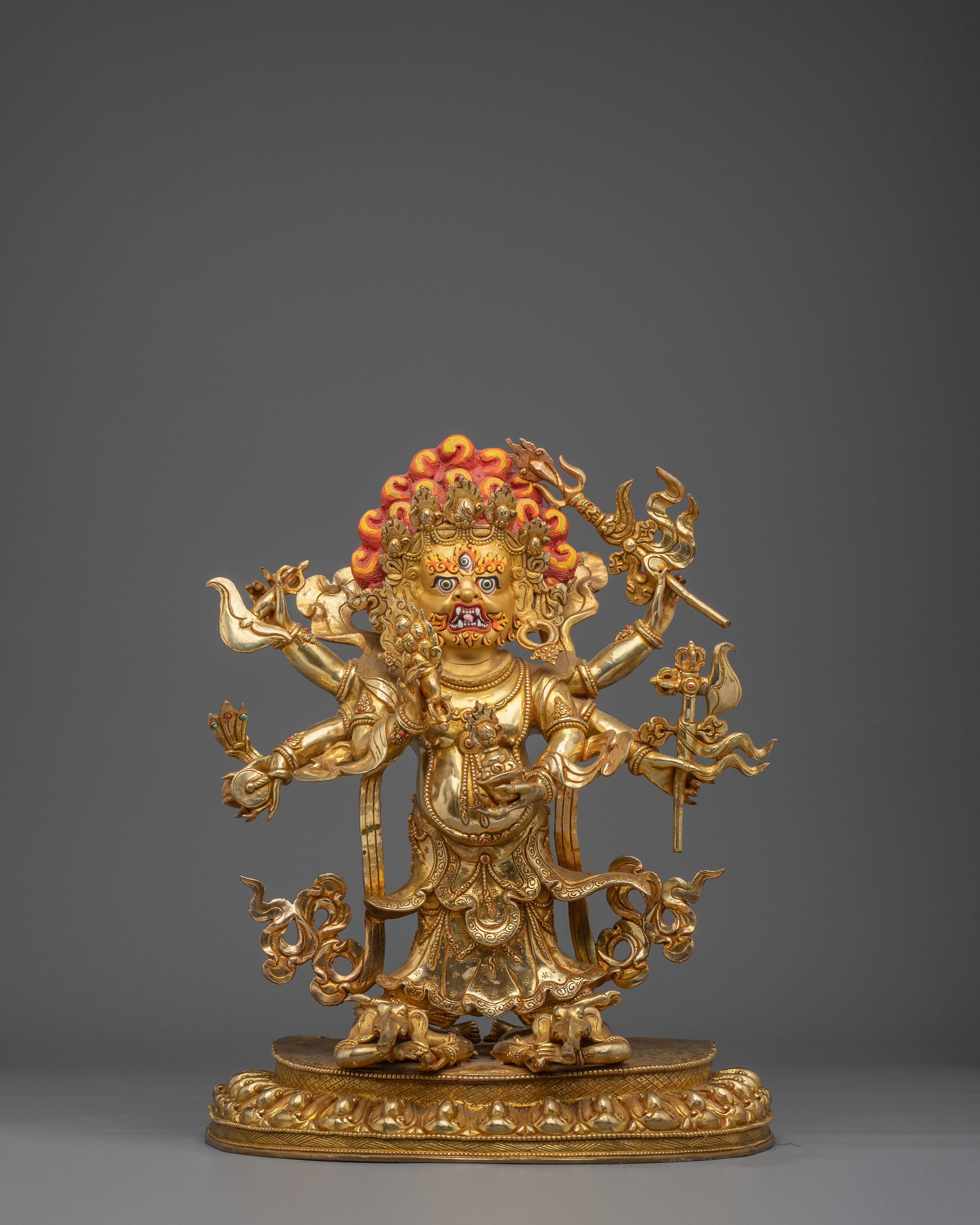 Tibetan White Mahakala Statue | Wrathful Wealth Deity of Compassion