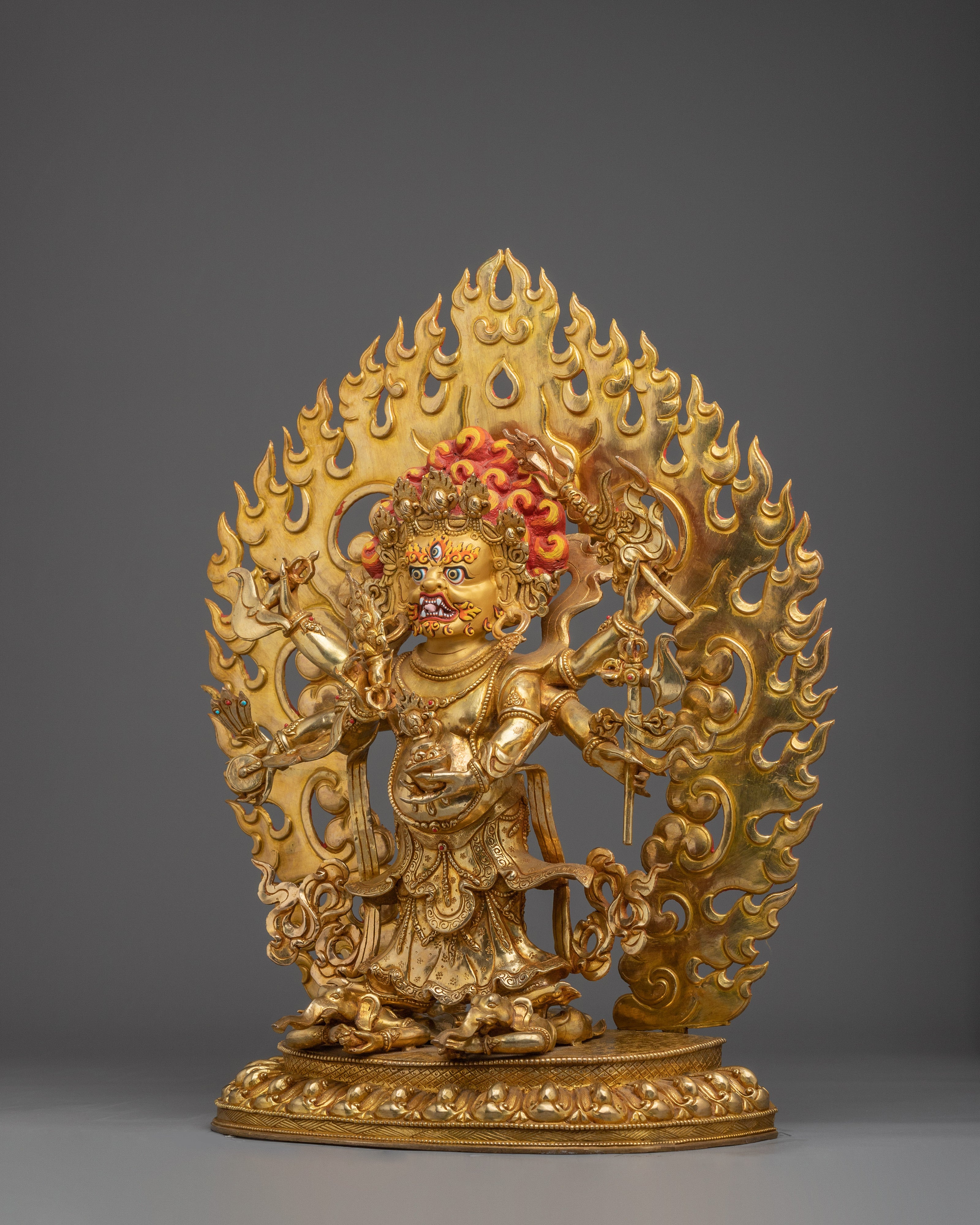 Tibetan White Mahakala Statue | Wrathful Wealth Deity of Compassion