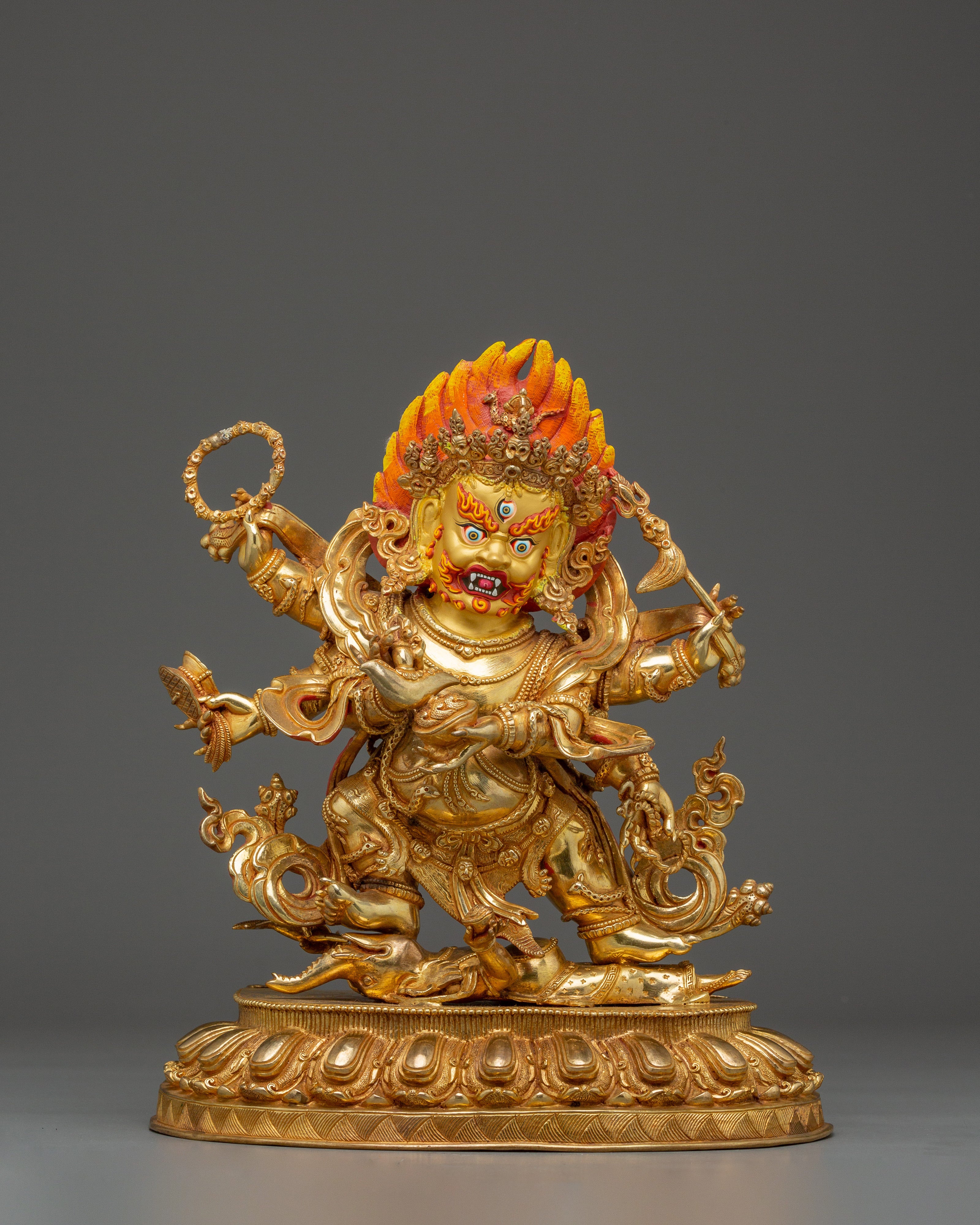 Tibetan Six Armed Mahakala Statue | Wrathful Vajrayana Deity