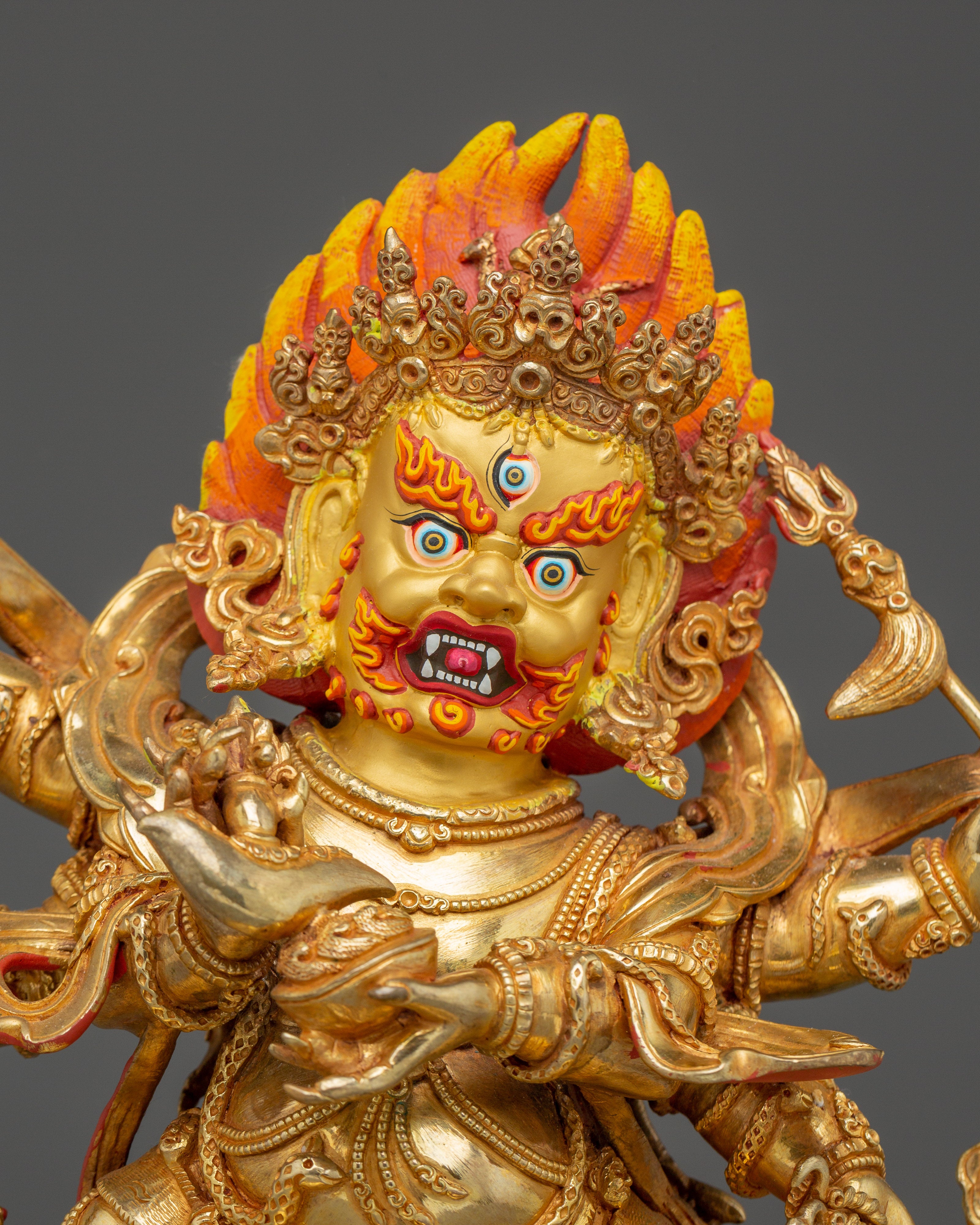 Tibetan Six Armed Mahakala Statue | Wrathful Vajrayana Deity