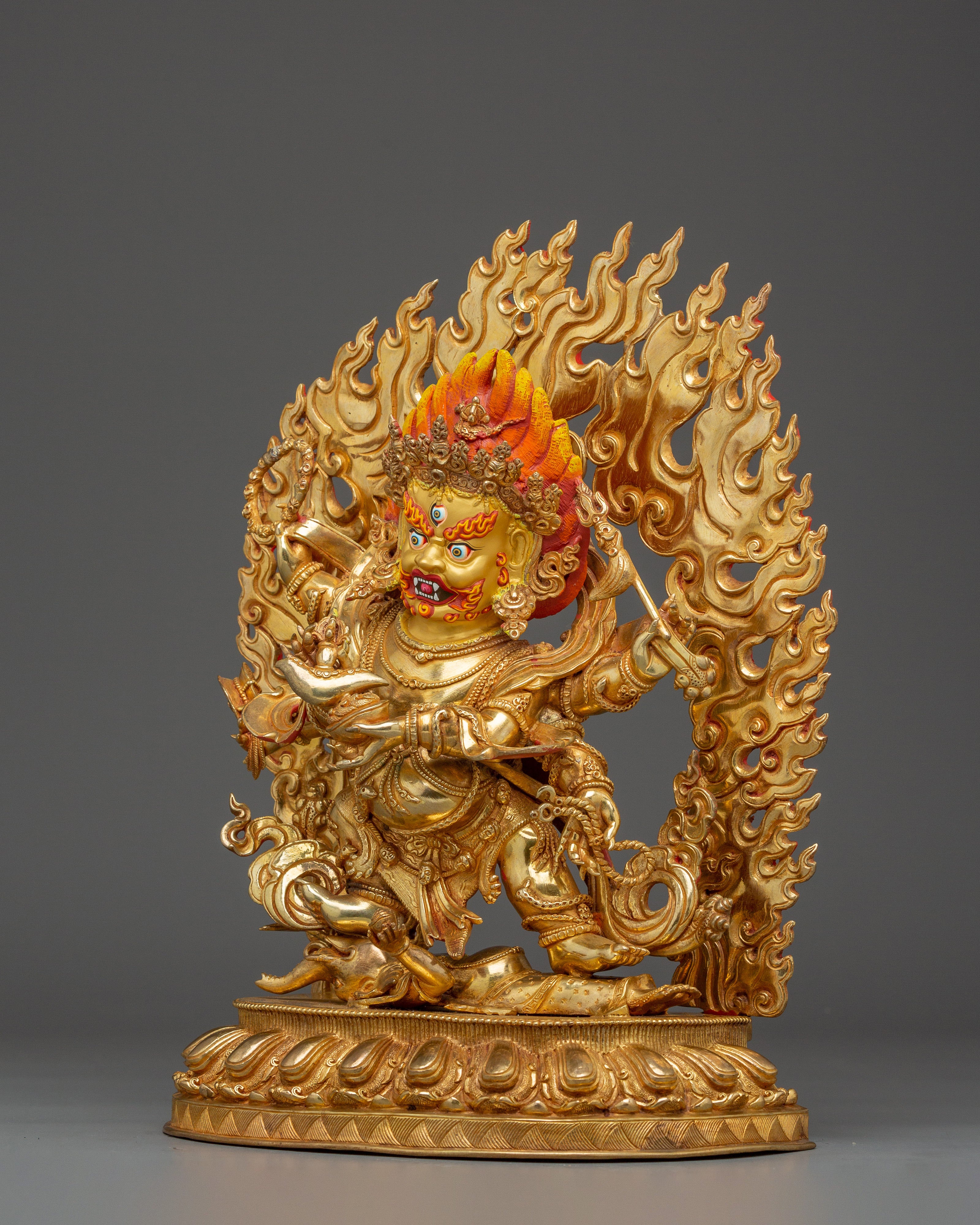 Tibetan Six Armed Mahakala Statue | Wrathful Vajrayana Deity