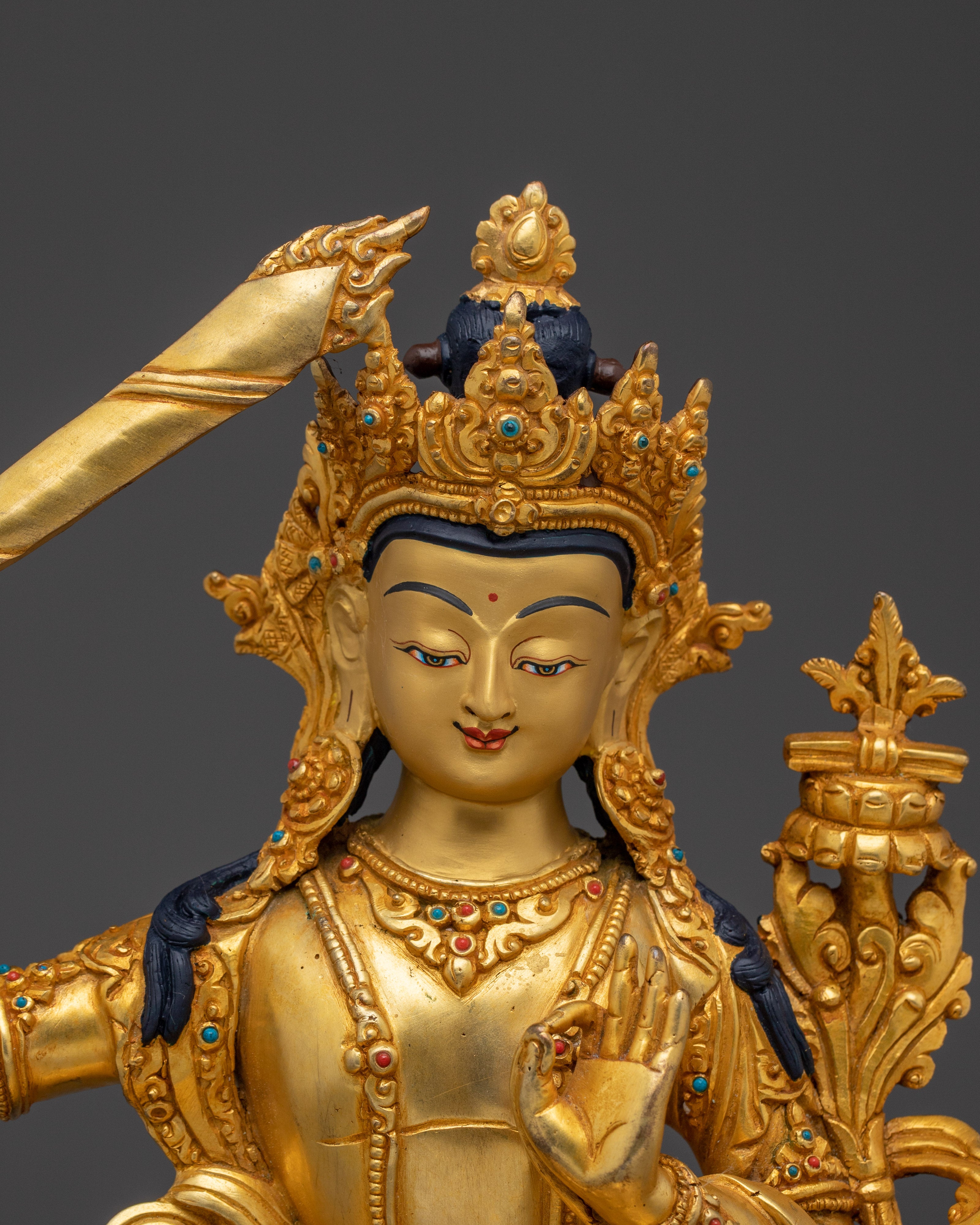 Manjushri, Sword of Wisdom Icon | Handcrafted Nepali Artwork