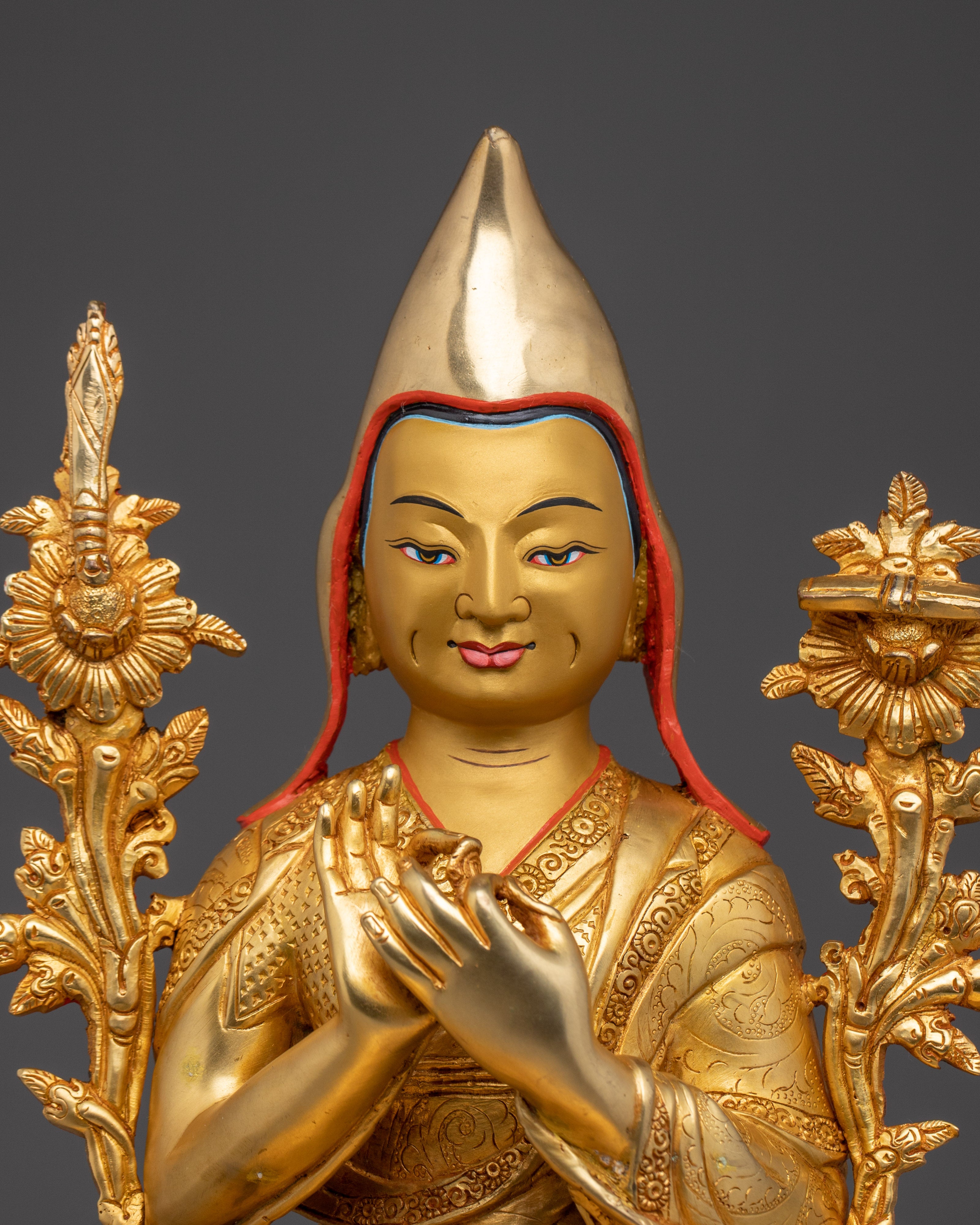 Tsongkhapa Statue set: Gold Electroplated