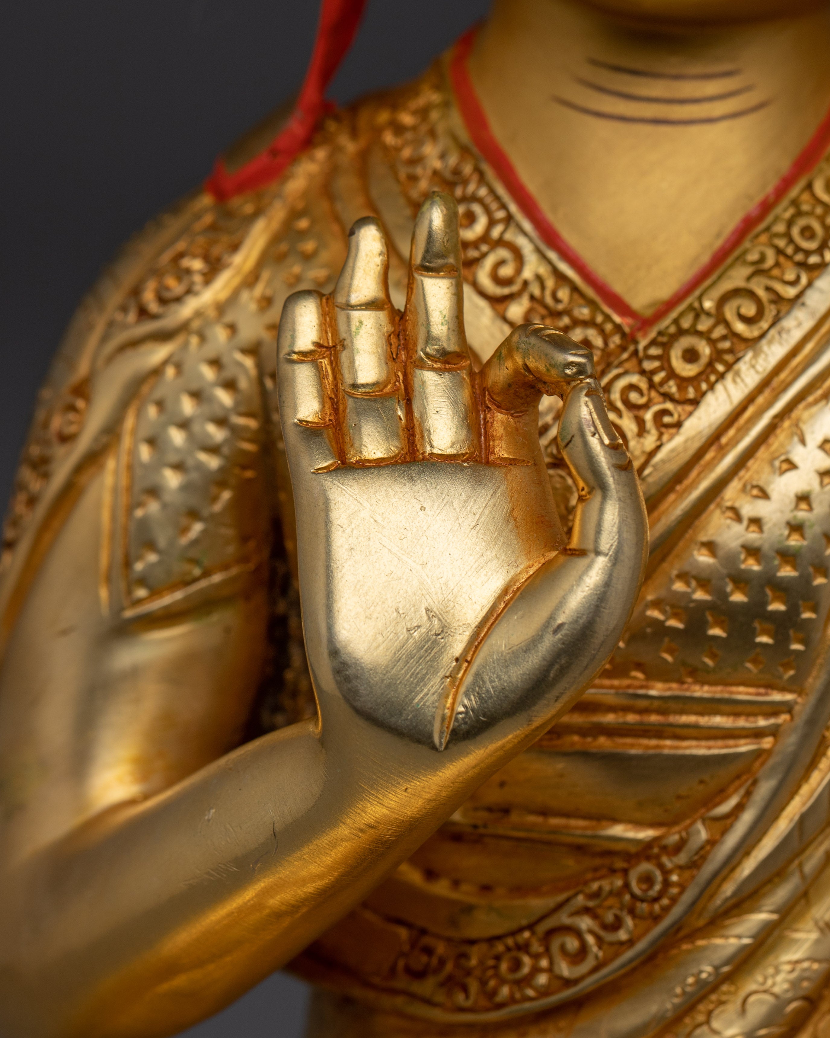 Tsongkhapa Statue set: Gold Electroplated