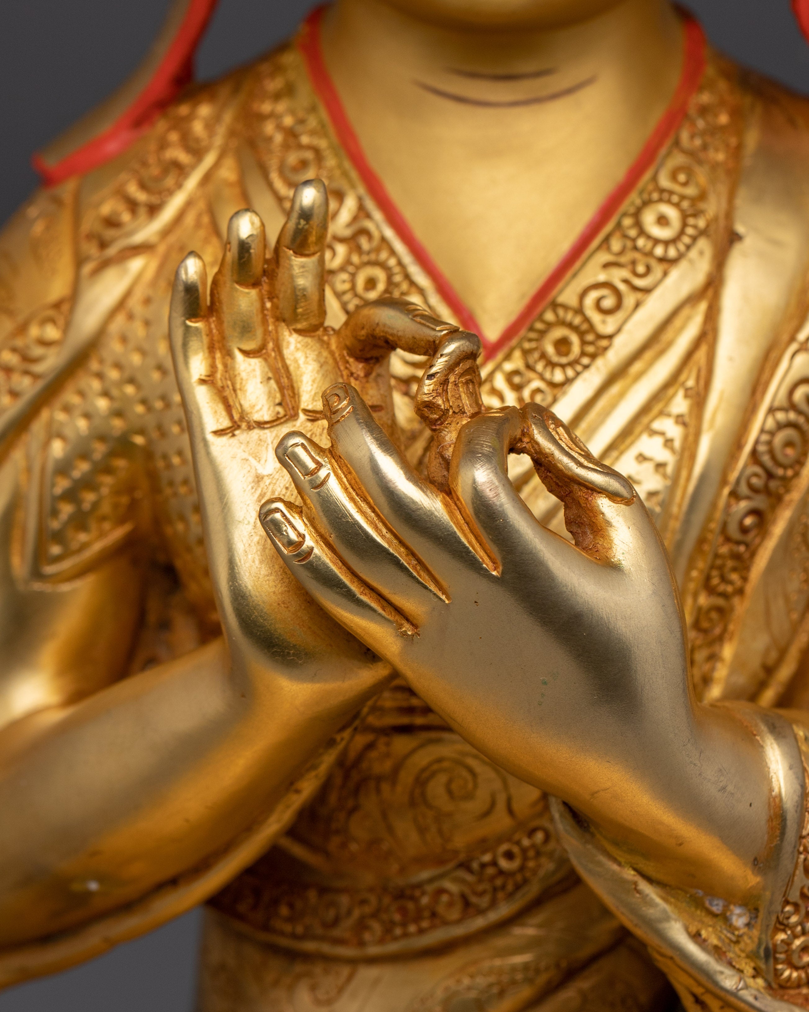 Tsongkhapa Statue set: Gold Electroplated