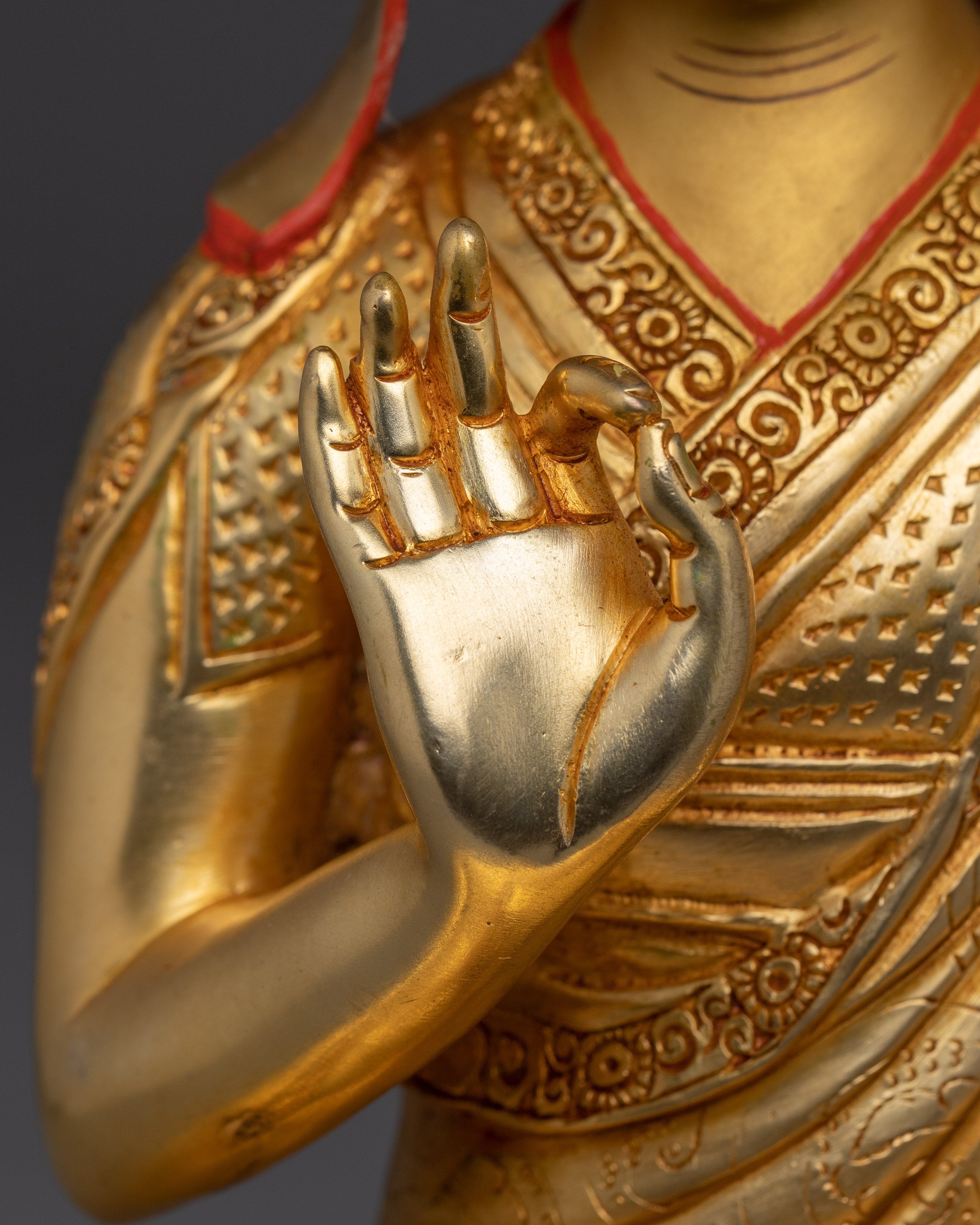 Tsongkhapa Statue set: Gold Electroplated