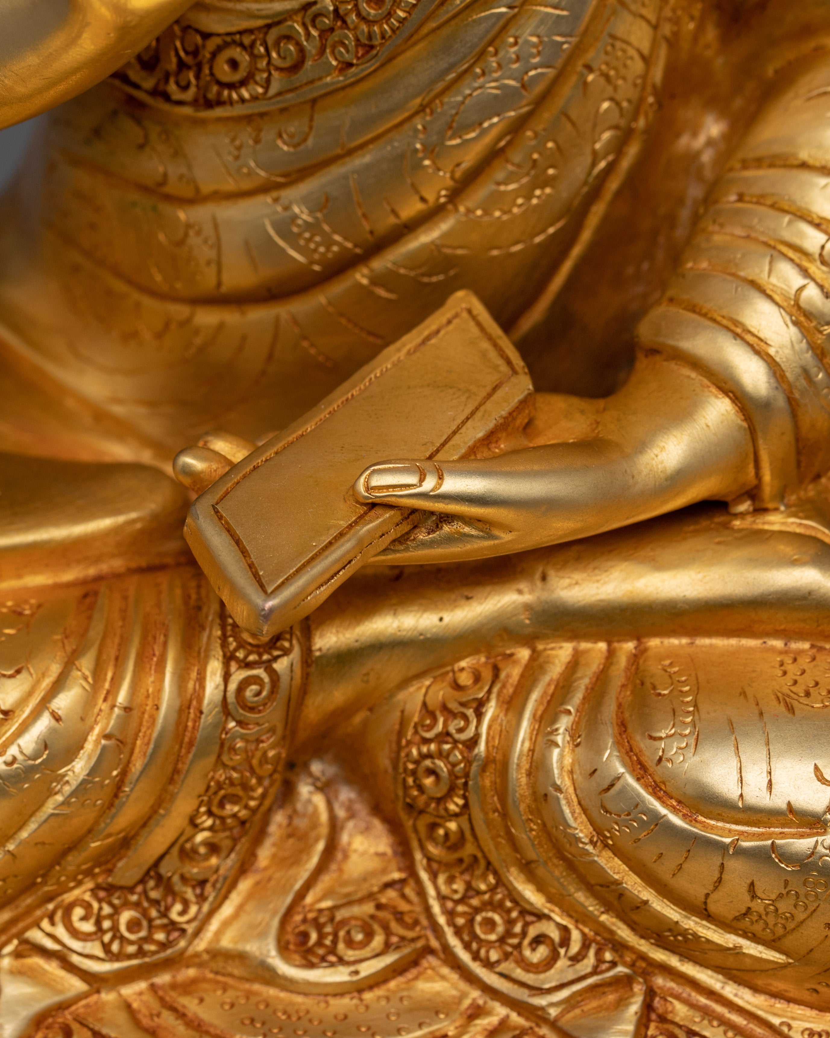 Tsongkhapa Statue set: Gold Electroplated