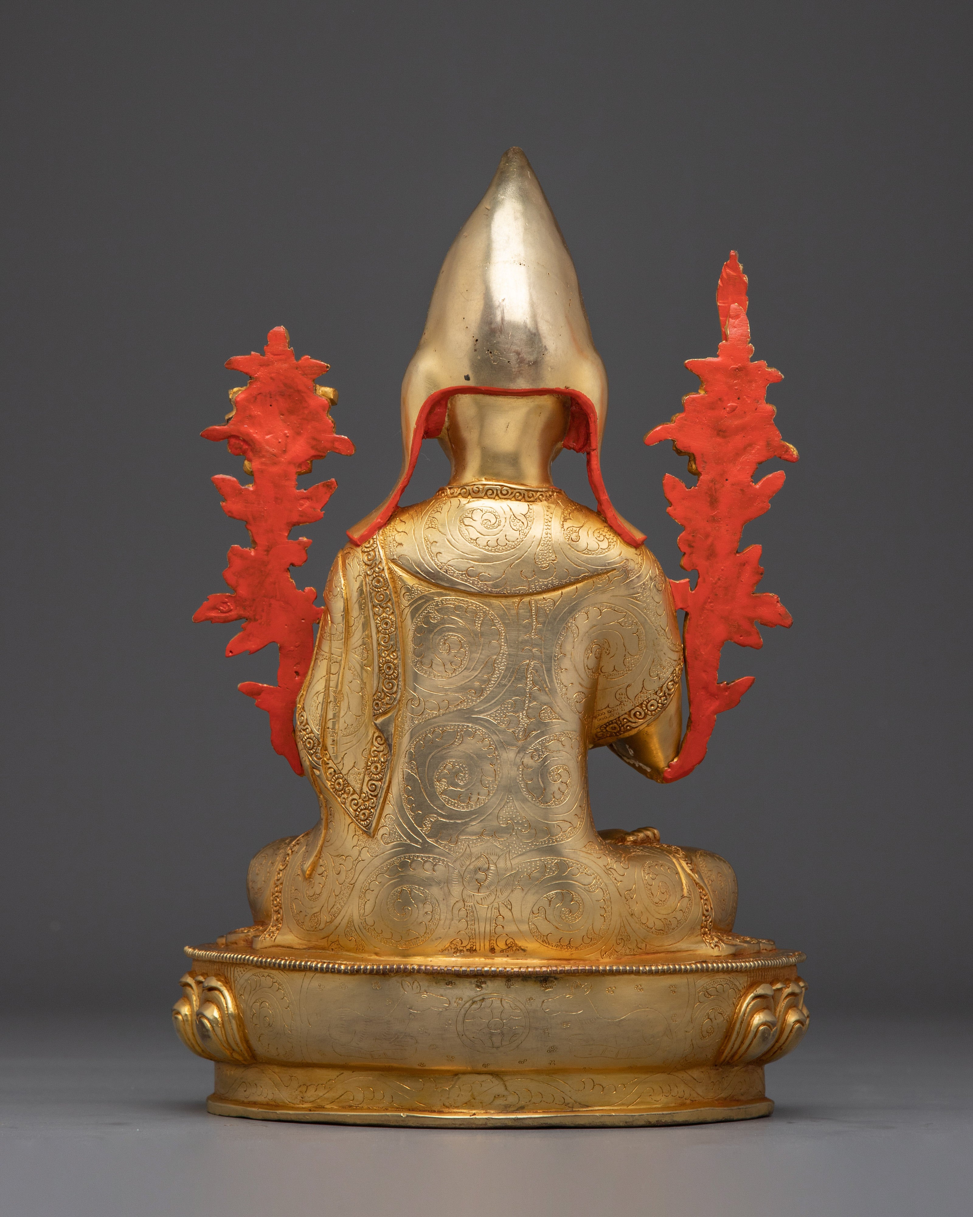 Tsongkhapa Statue set: Gold Electroplated