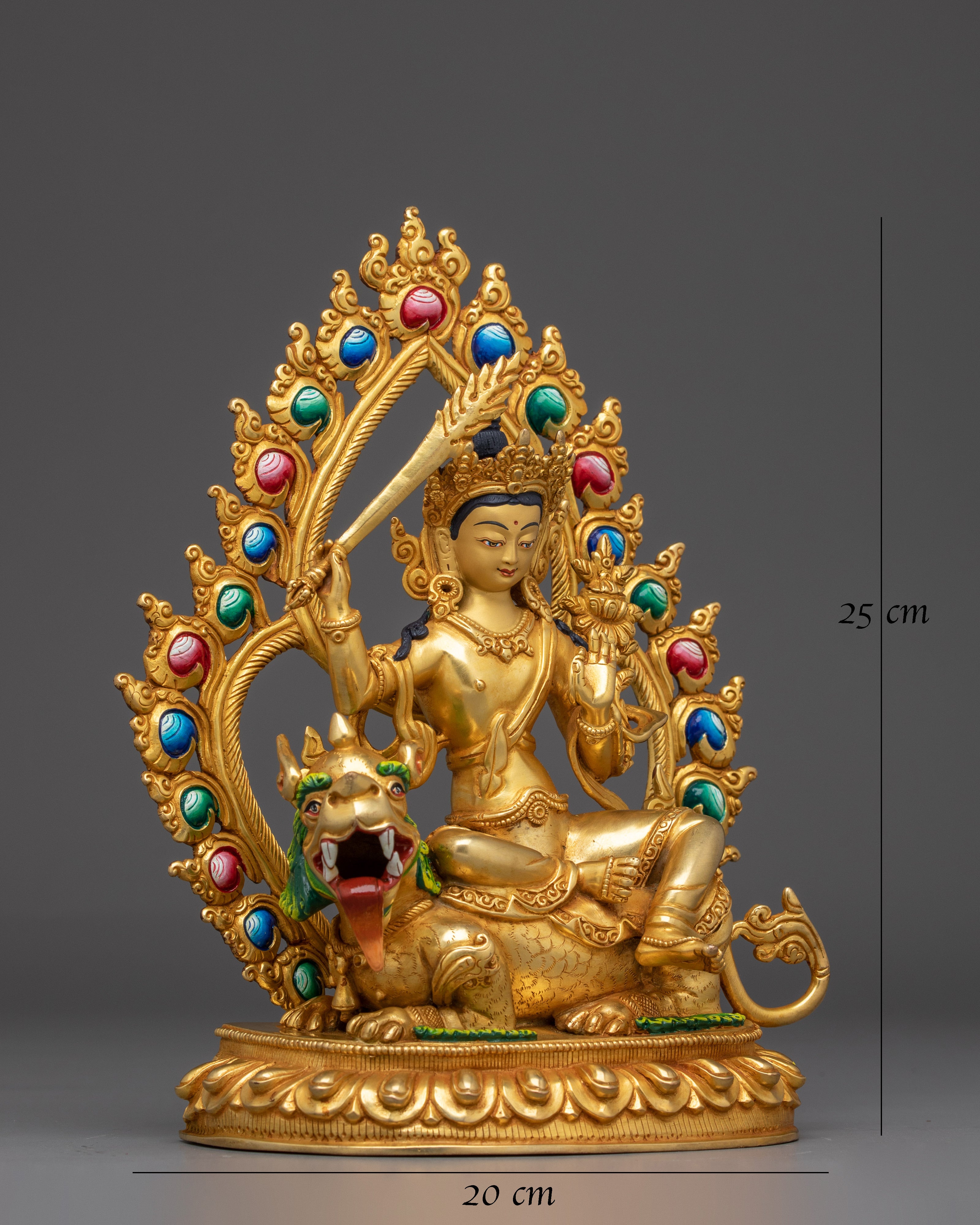 Golden Simhanada Manjushri Statue