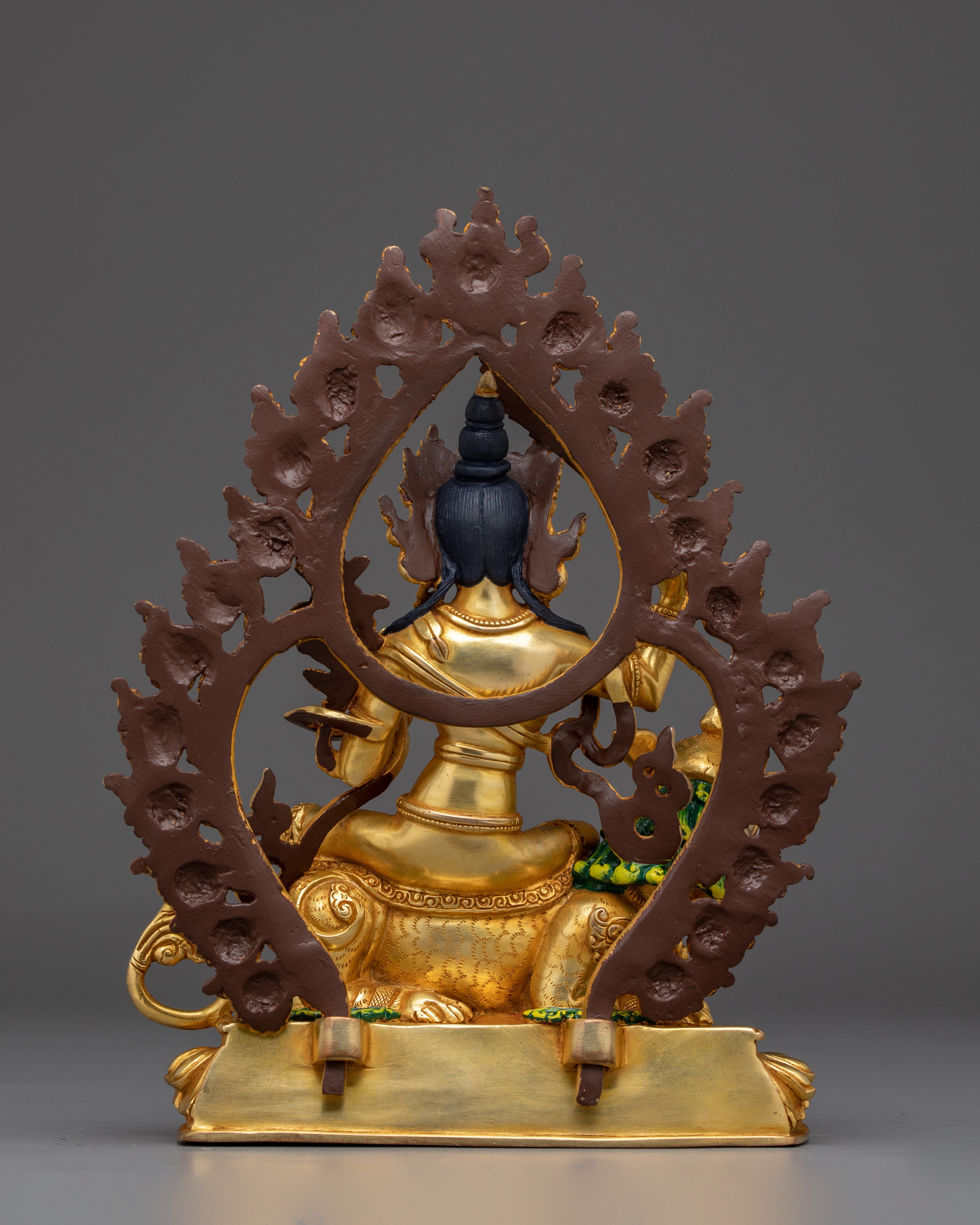 Golden Simhanada Manjushri Statue | Supreme Wisdom Bodhisattva