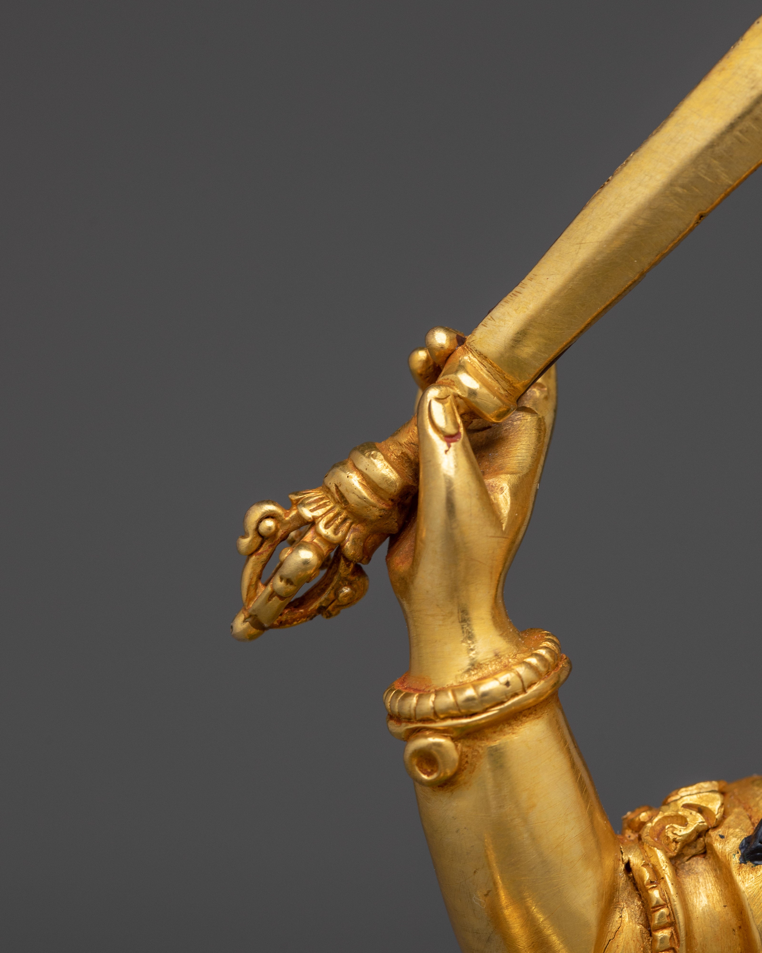 Golden Simhanada Manjushri Statue | Supreme Wisdom Bodhisattva