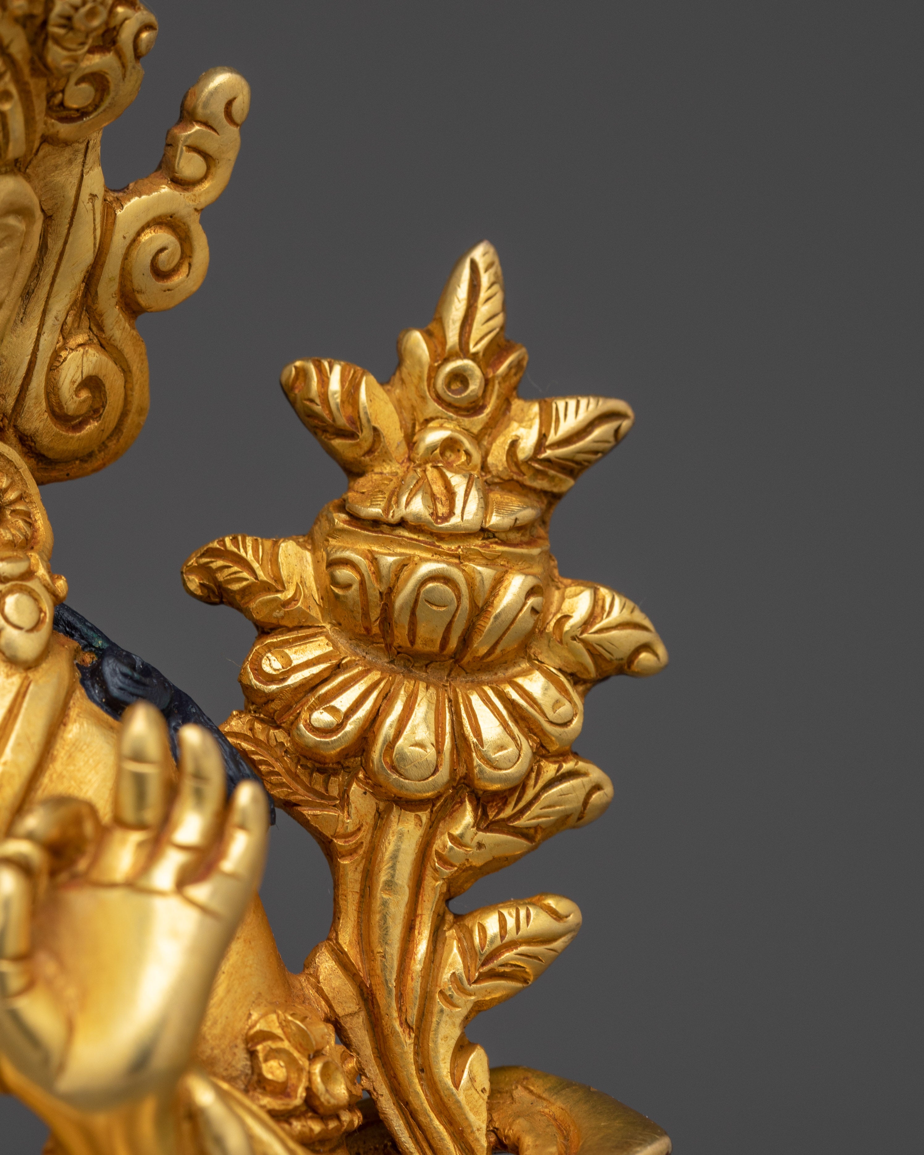 Golden Simhanada Manjushri Statue | Supreme Wisdom Bodhisattva