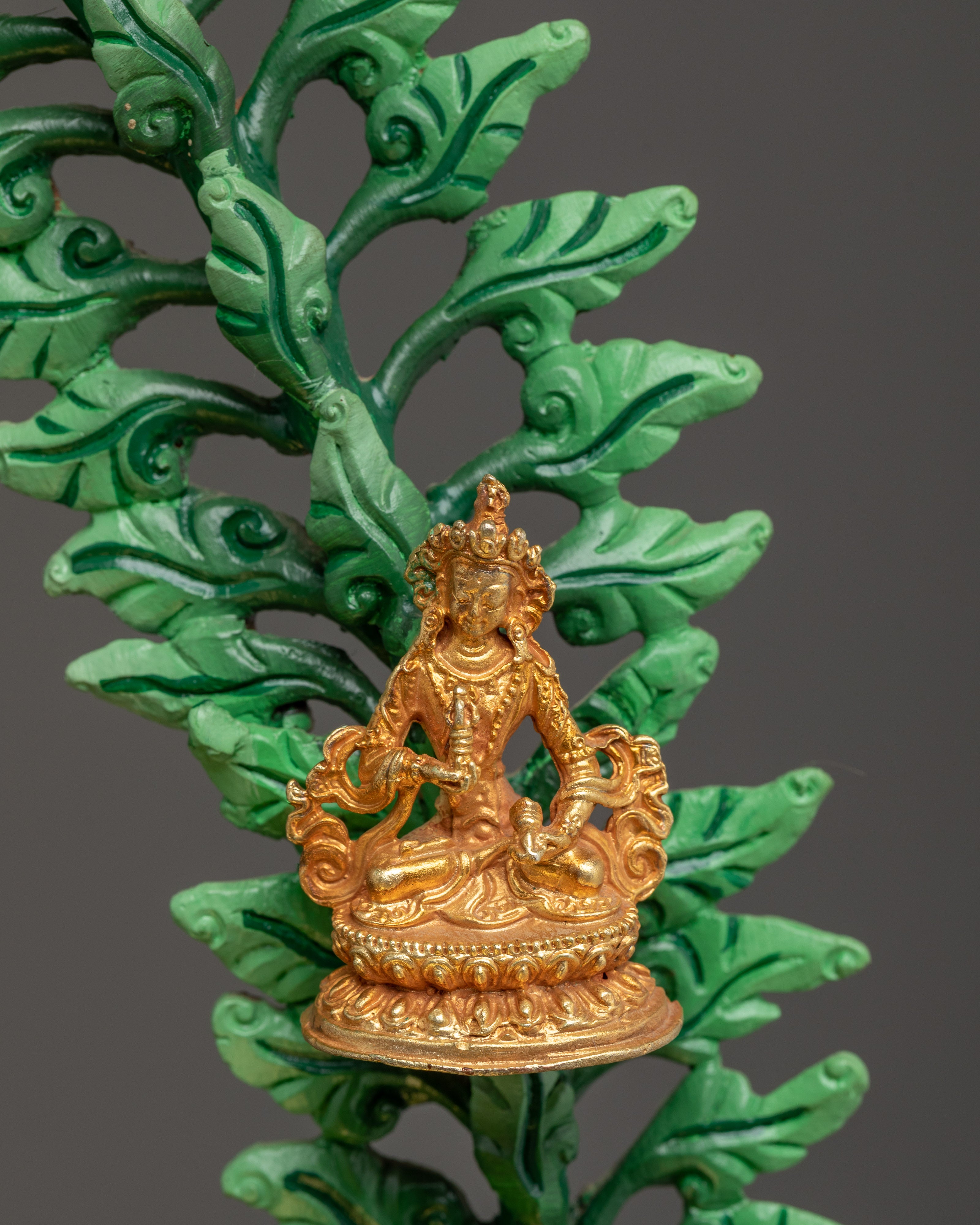 Green Tara Statue on Throne | Mother of All Buddhas