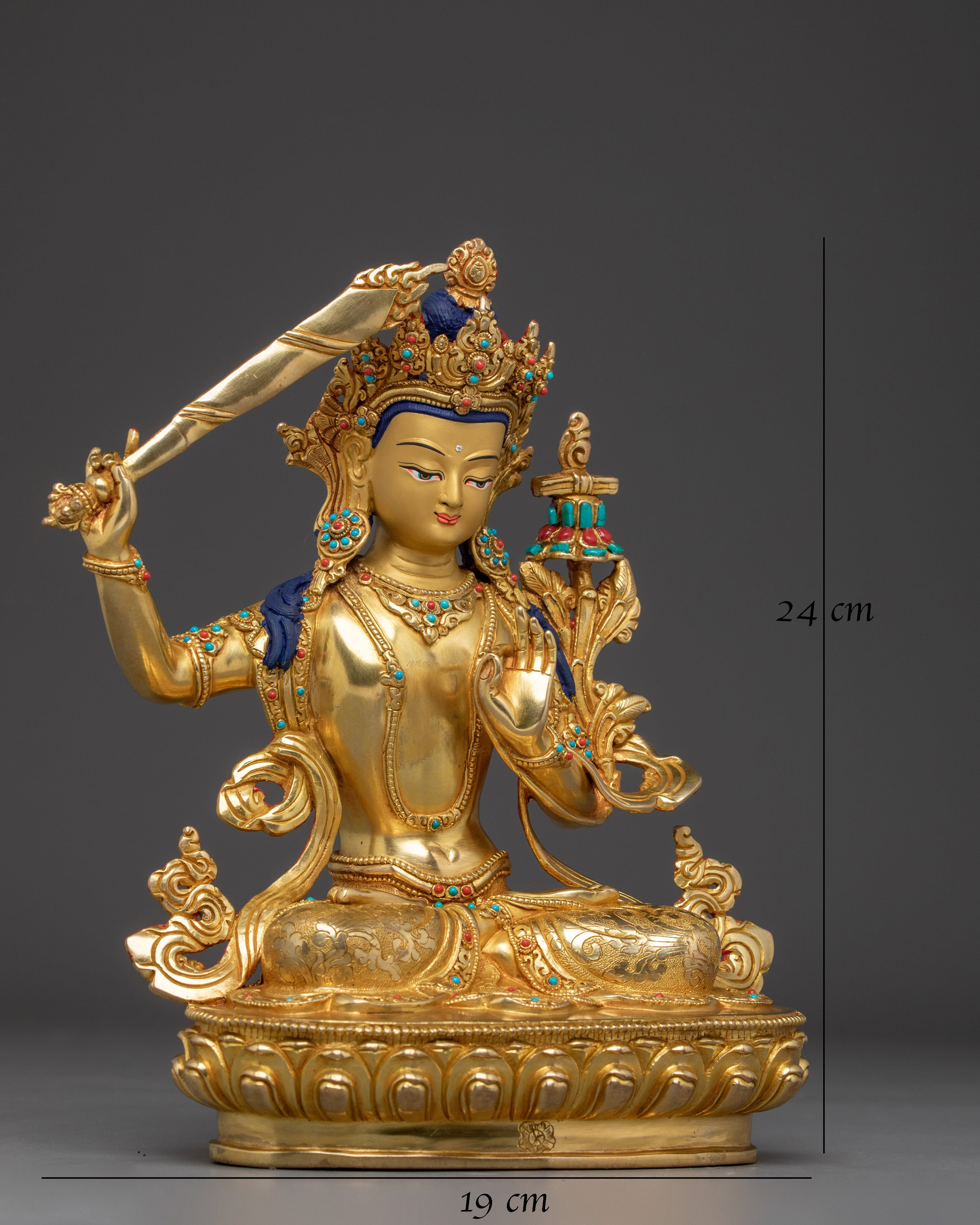 Manjushri Statue: Golden Spiritual Decor