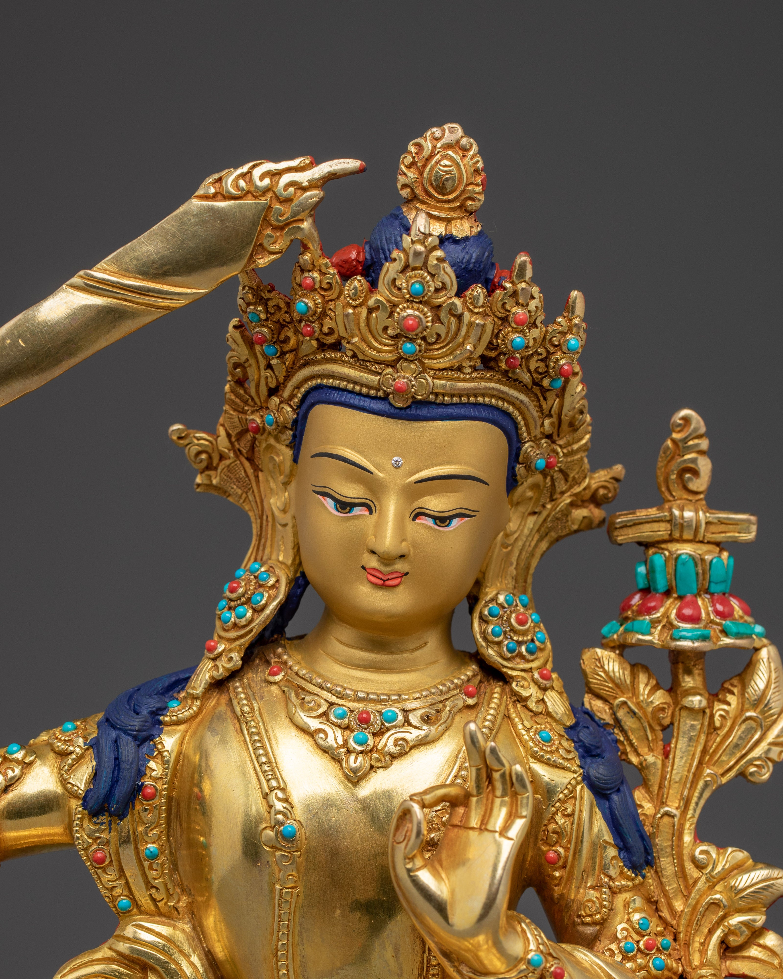 Manjushri Statue: Golden Spiritual Decor