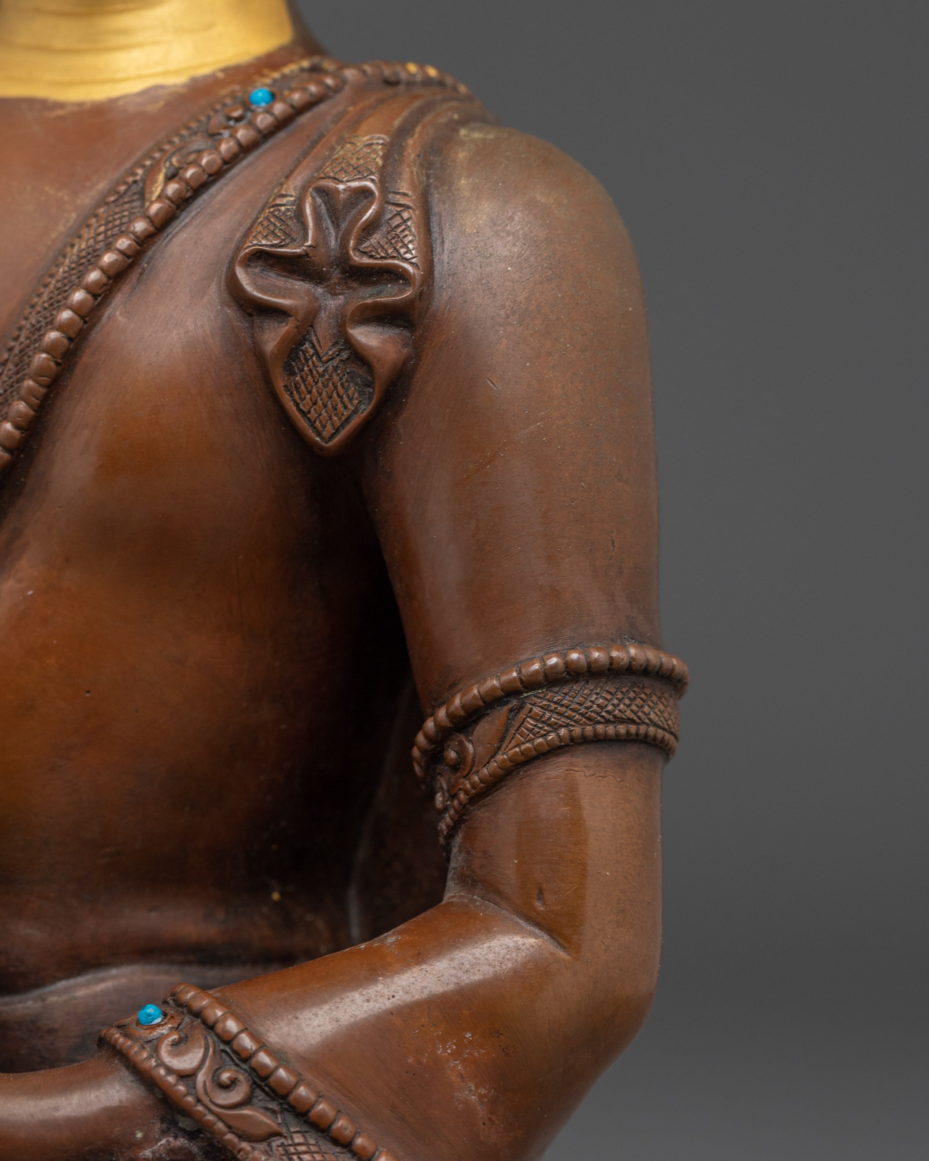 Shakyamuni Buddha with Gold-Painted Face | Meditation Altar Decor & Nepali Art