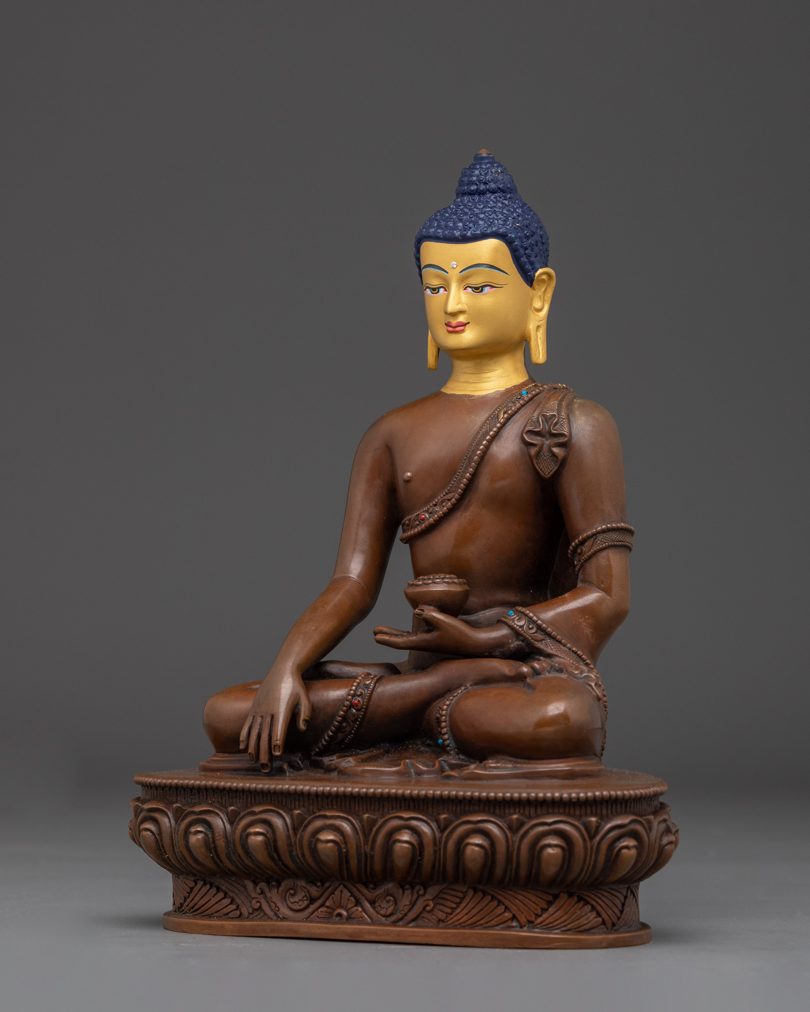 Shakyamuni Buddha with Gold-Painted Face | Meditation Altar Decor & Nepali Art