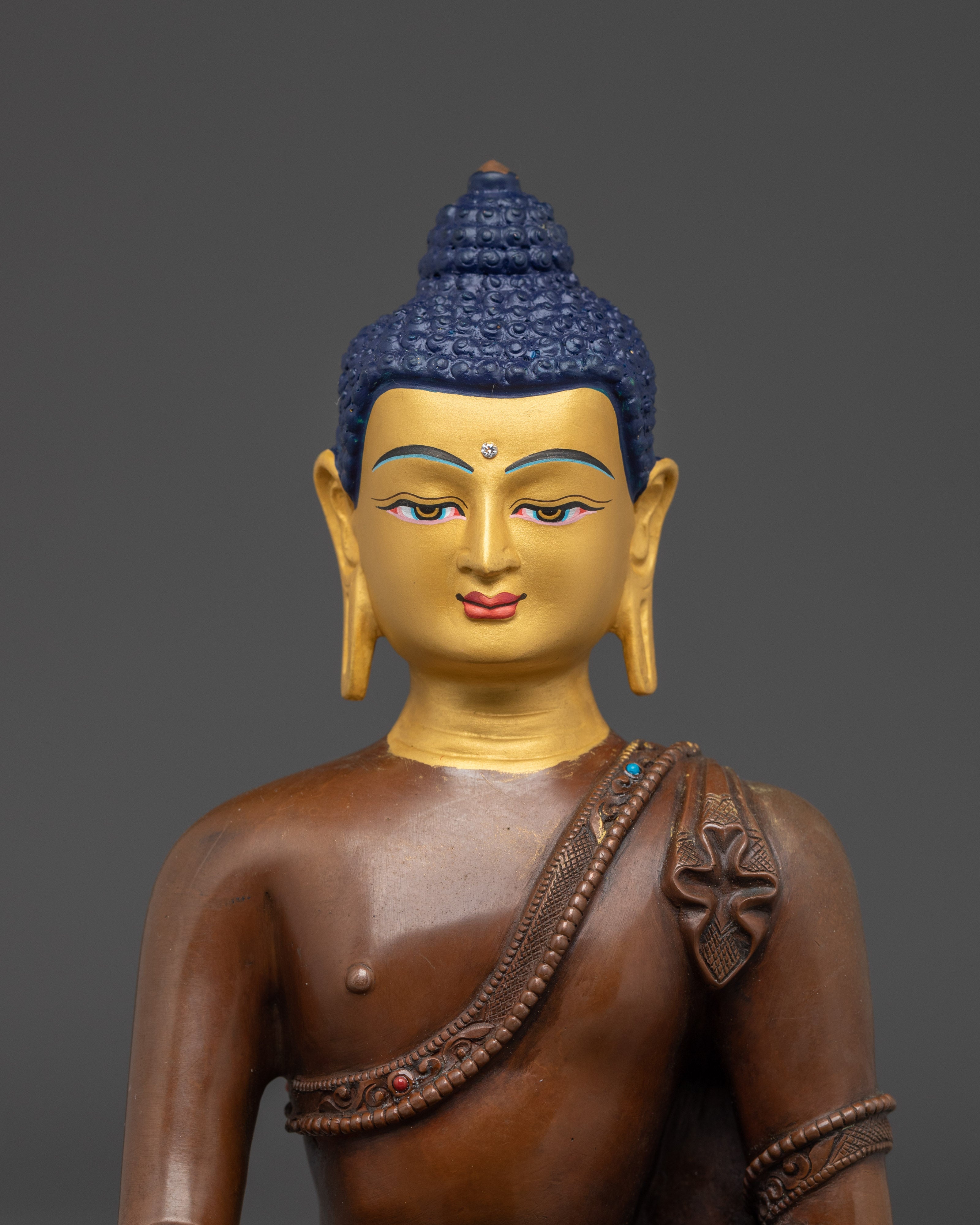 Shakyamuni Buddha with Gold-Painted Face | Meditation Altar Decor & Nepali Art