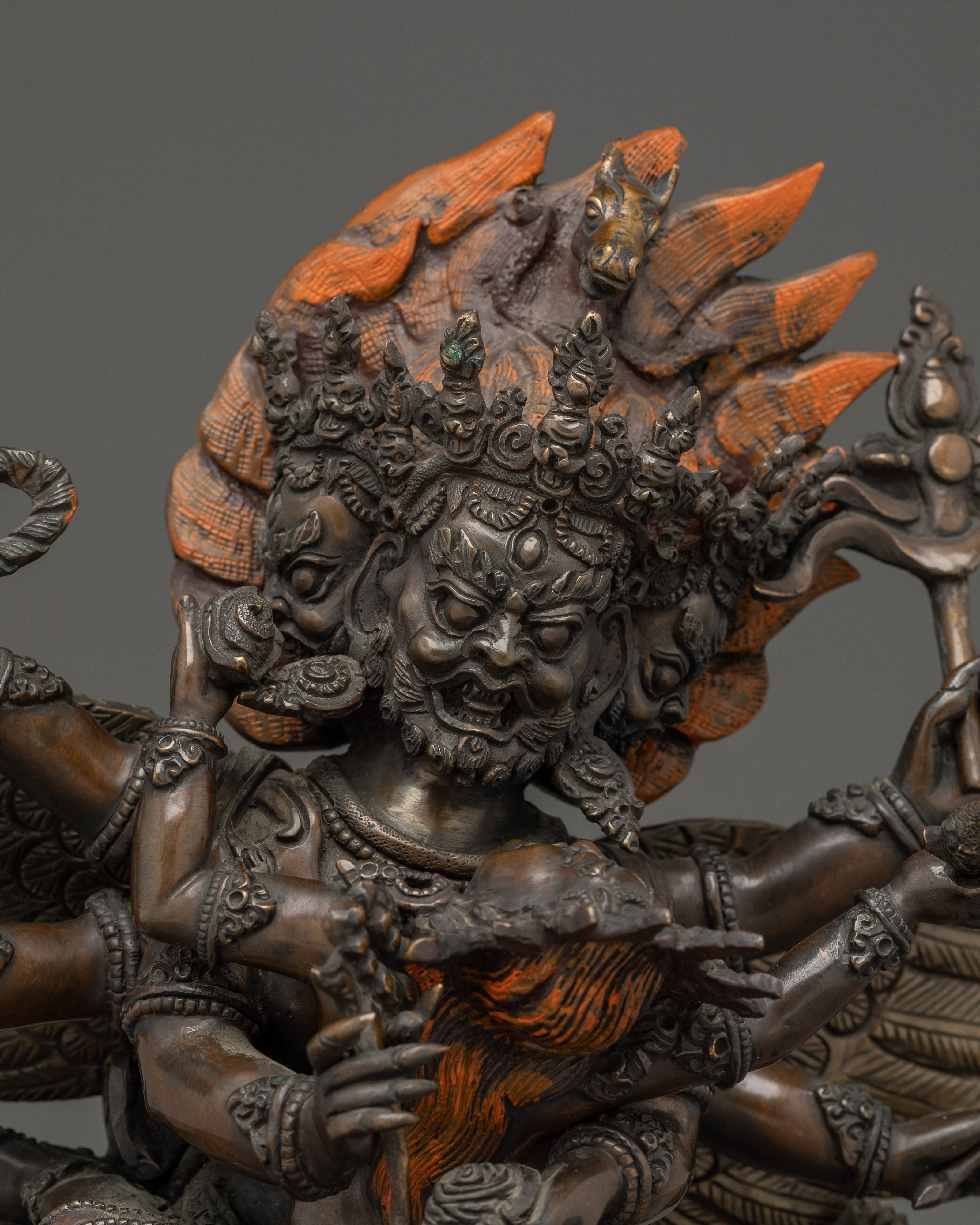 Hayagriva Statue Made from Oxidized Copper | Tibetan Deity for Meditation