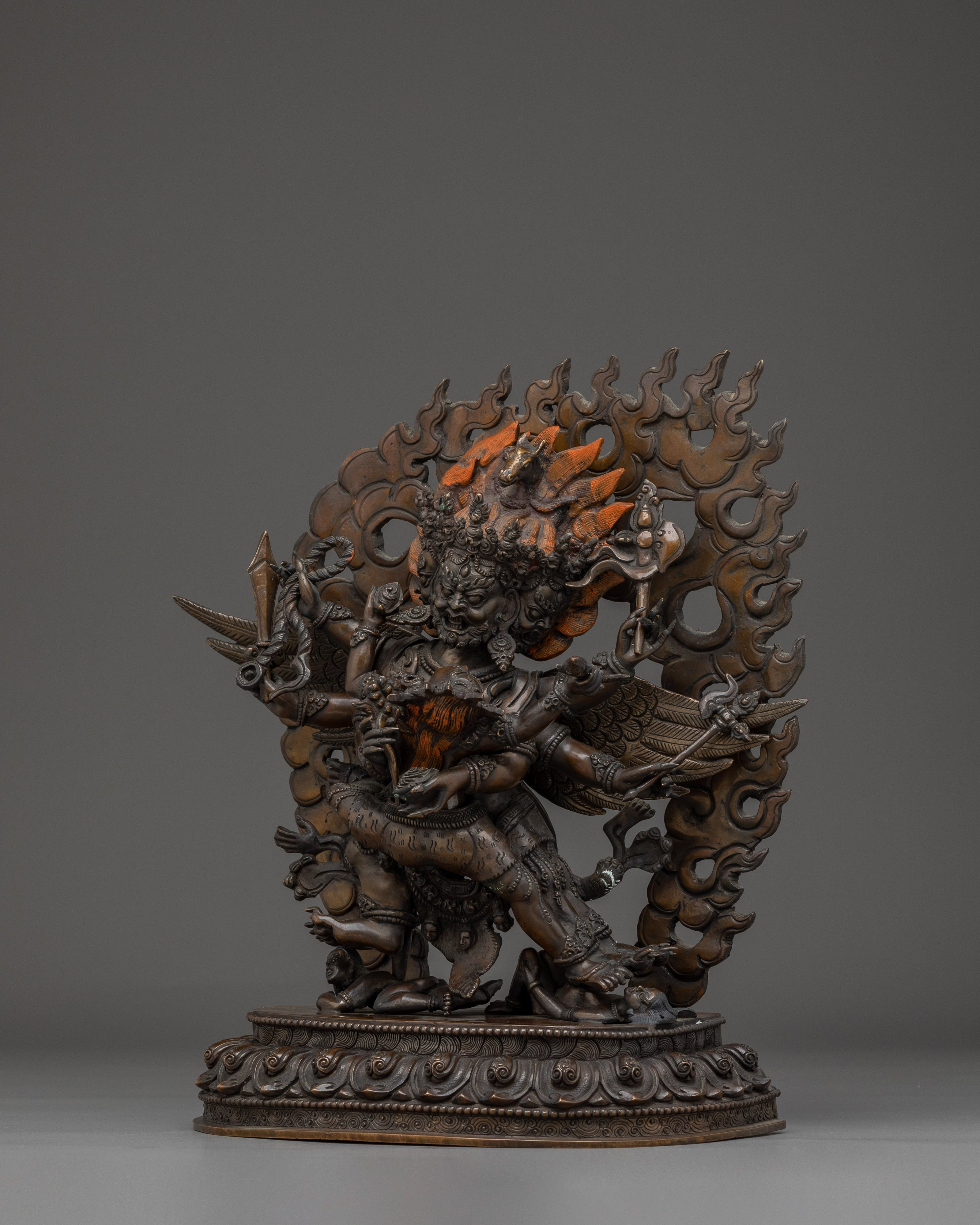 Hayagriva Statue Made from Oxidized Copper | Tibetan Deity for Meditation