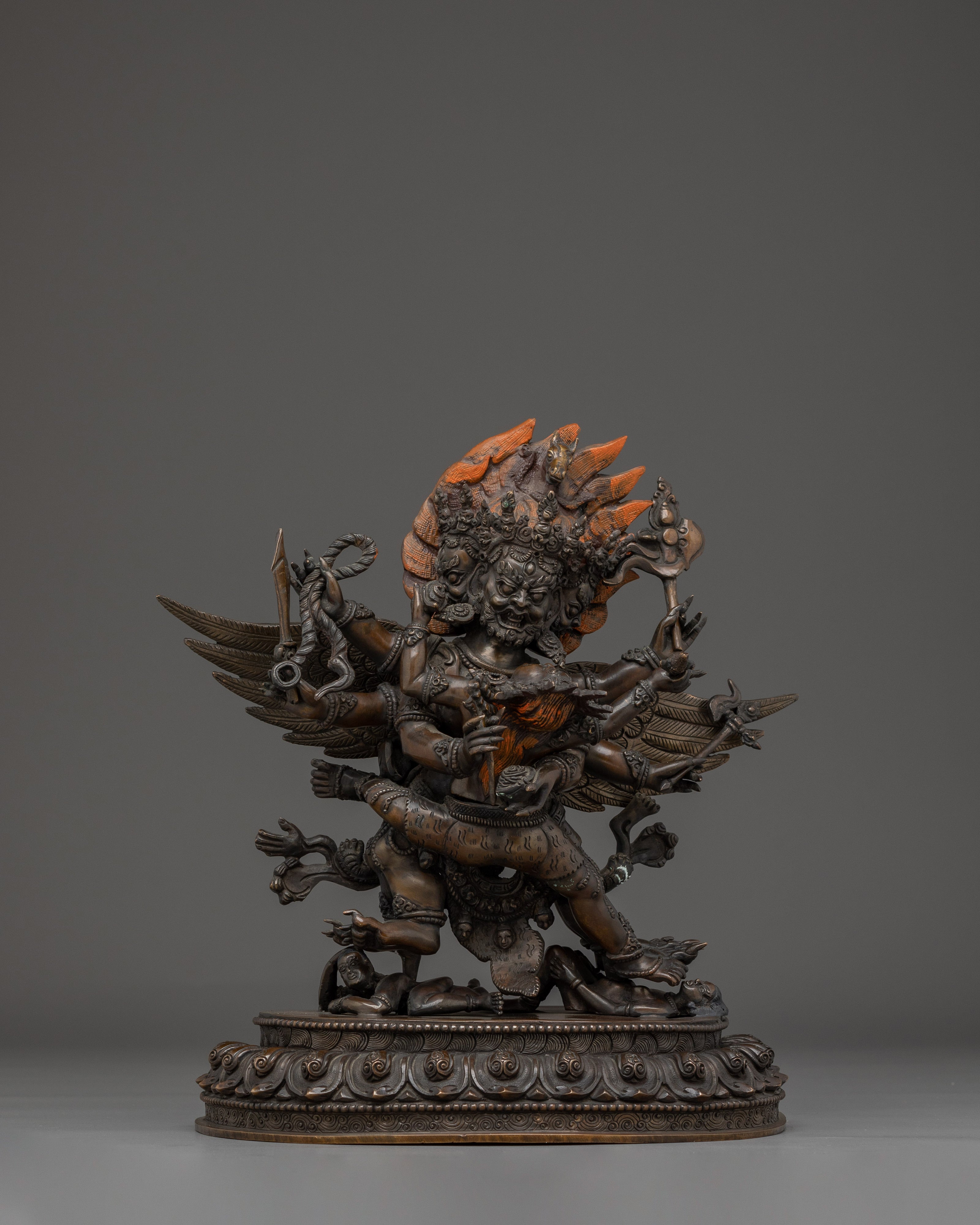 Hayagriva Statue Made from Oxidized Copper | Tibetan Deity for Meditation