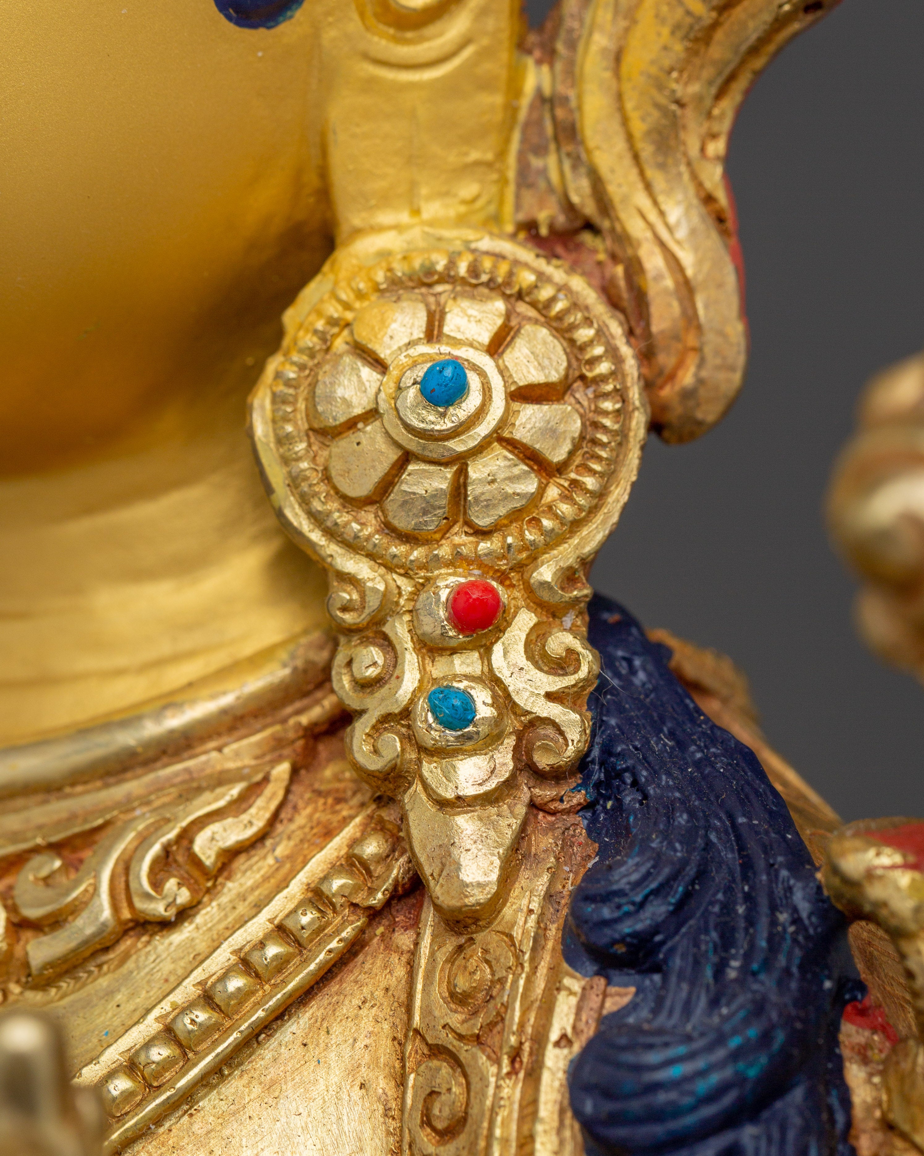 Green Tara statue with Gemstones