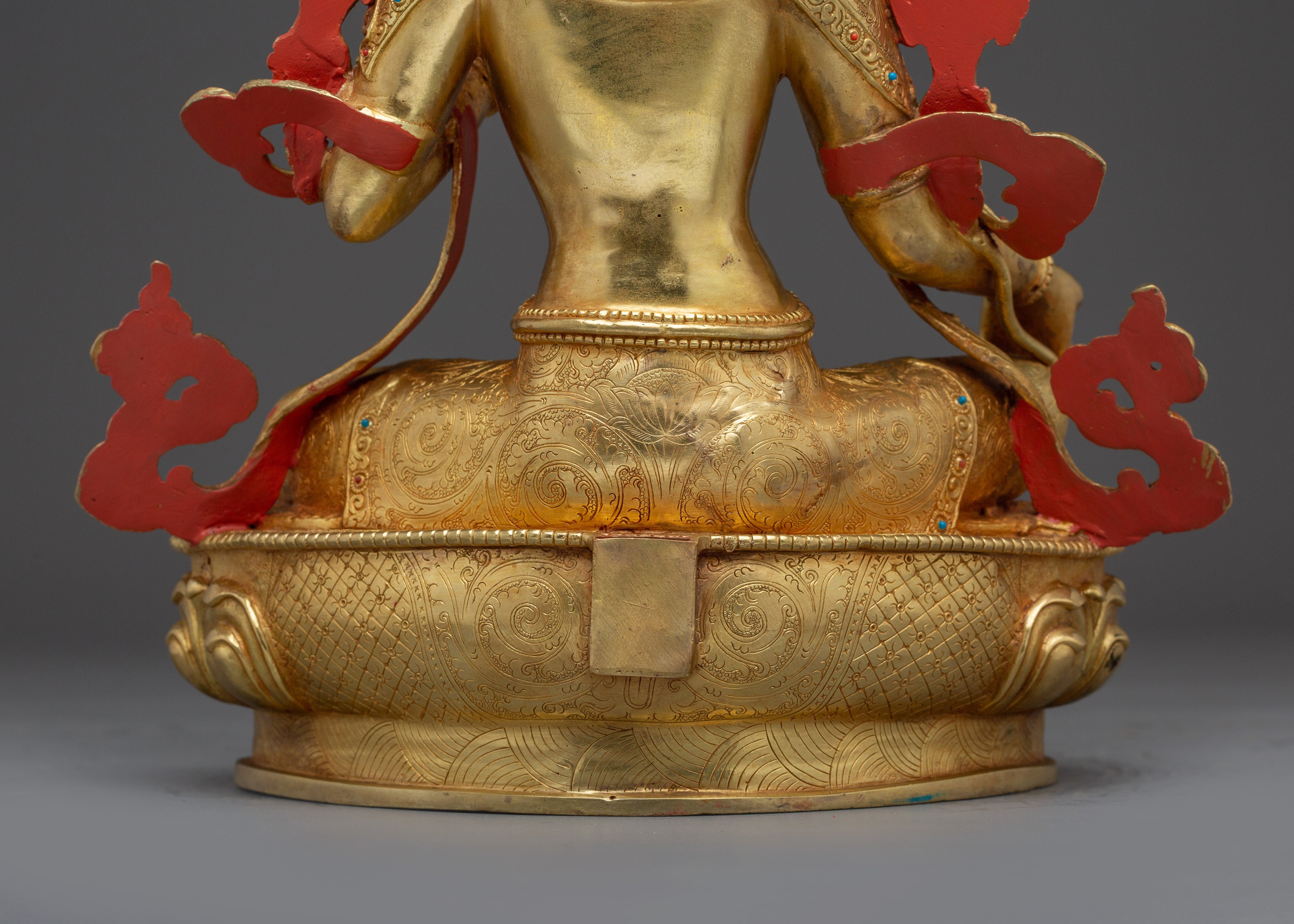 Green Tara statue with Gemstones