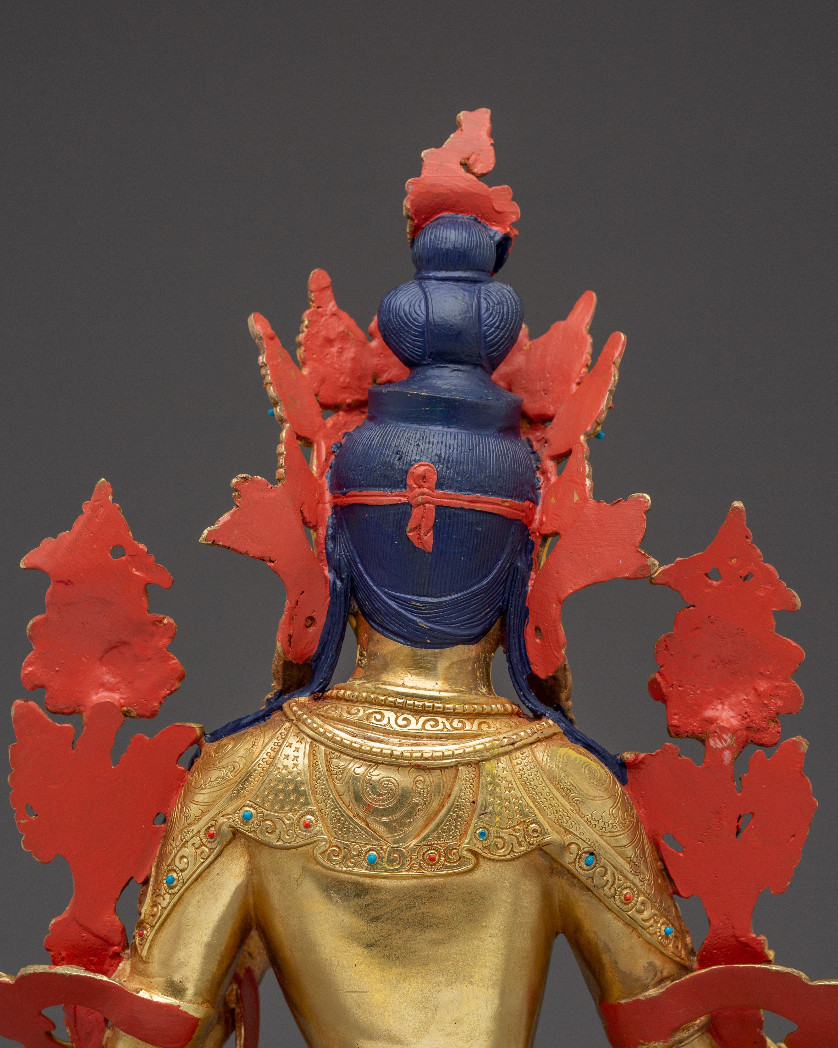 Green Tara statue with Gemstones