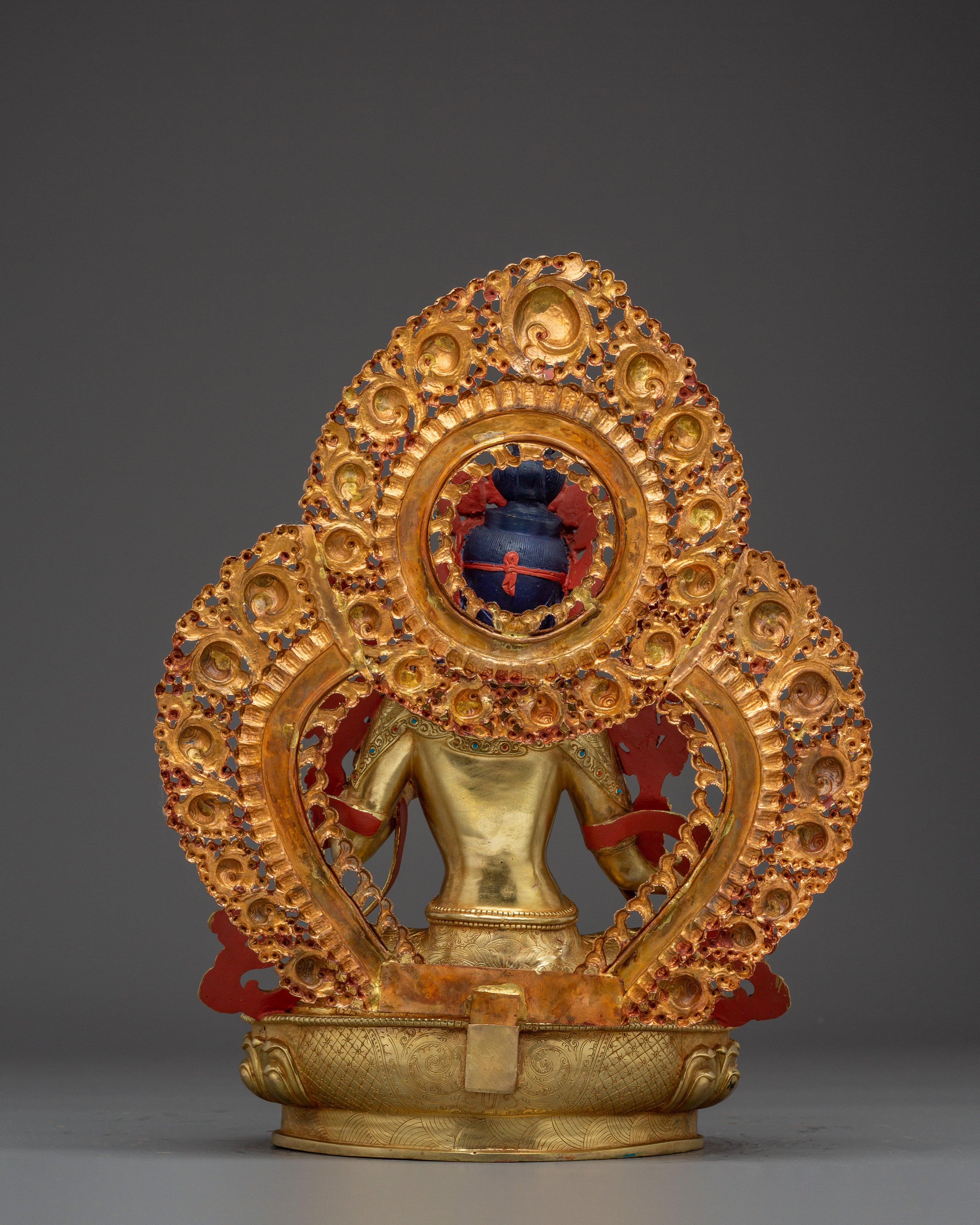 Green Tara statue with Gemstones