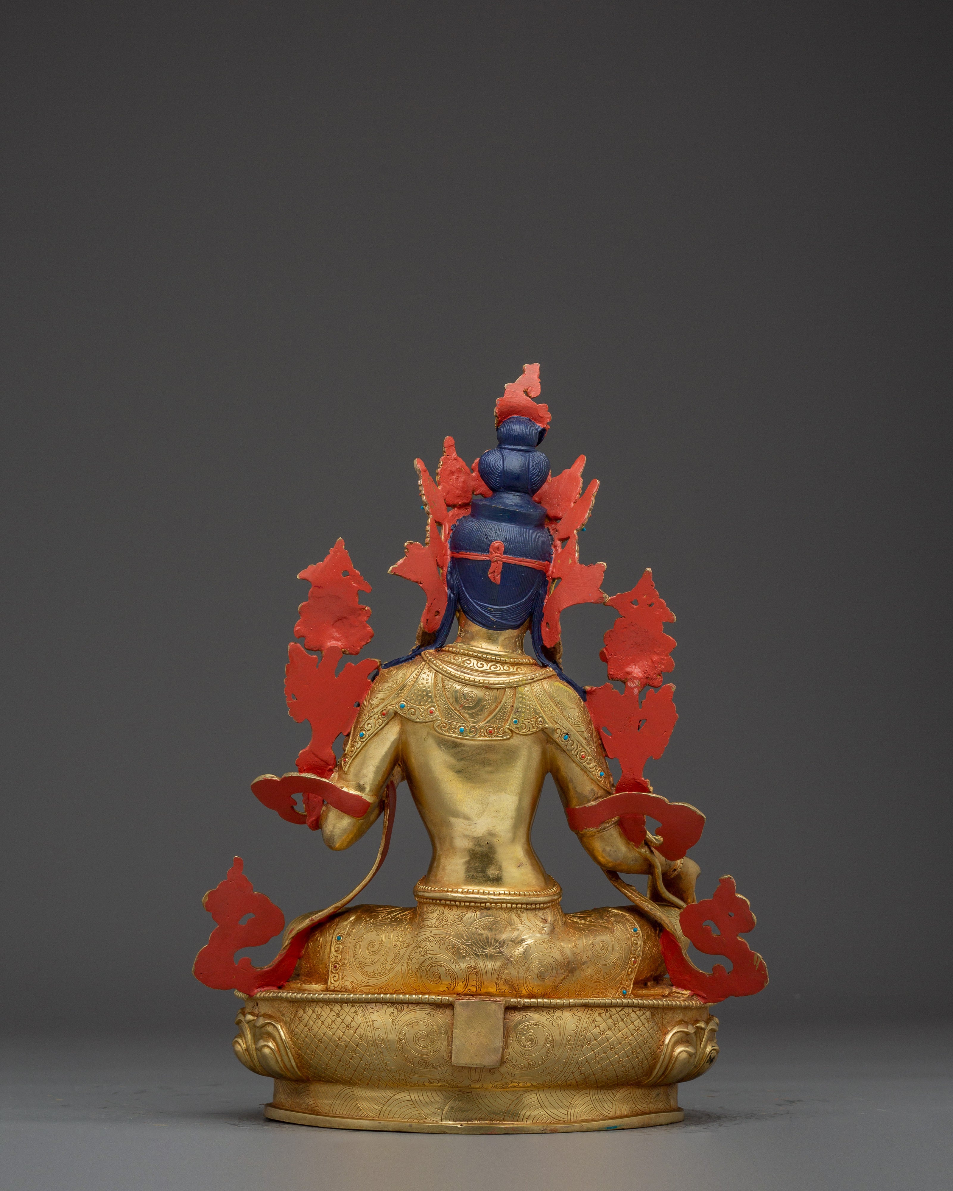 Green Tara statue with Gemstones