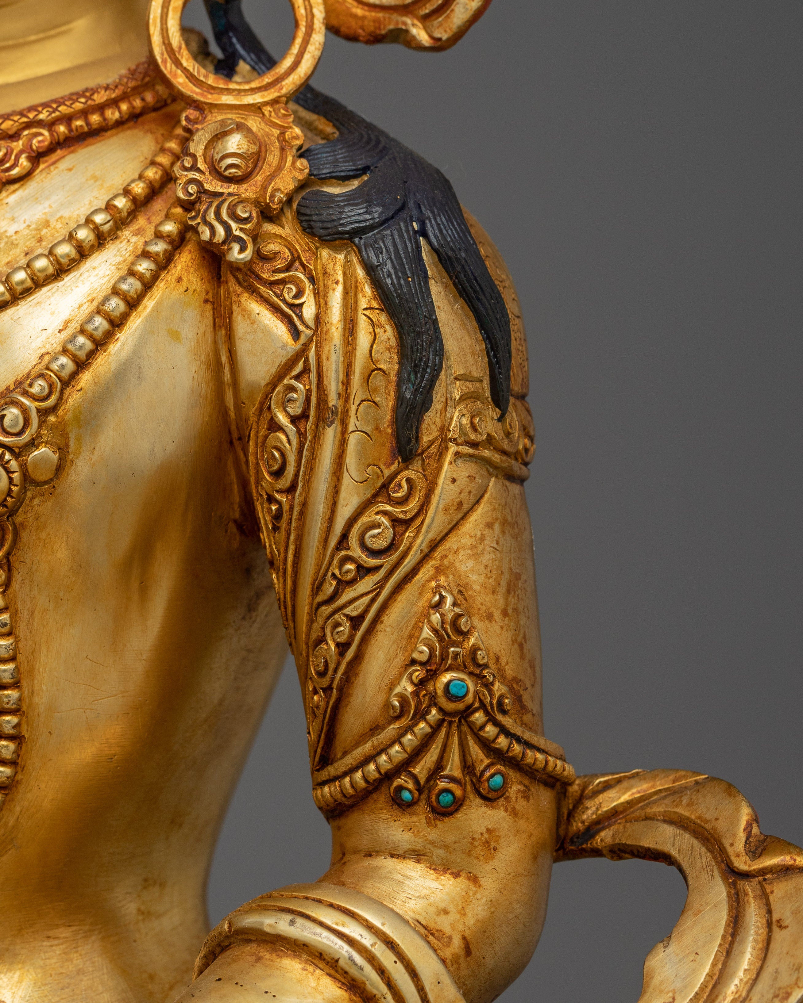 Sacred Amitayus Icon | Gold Gilded Tibetan Artwork