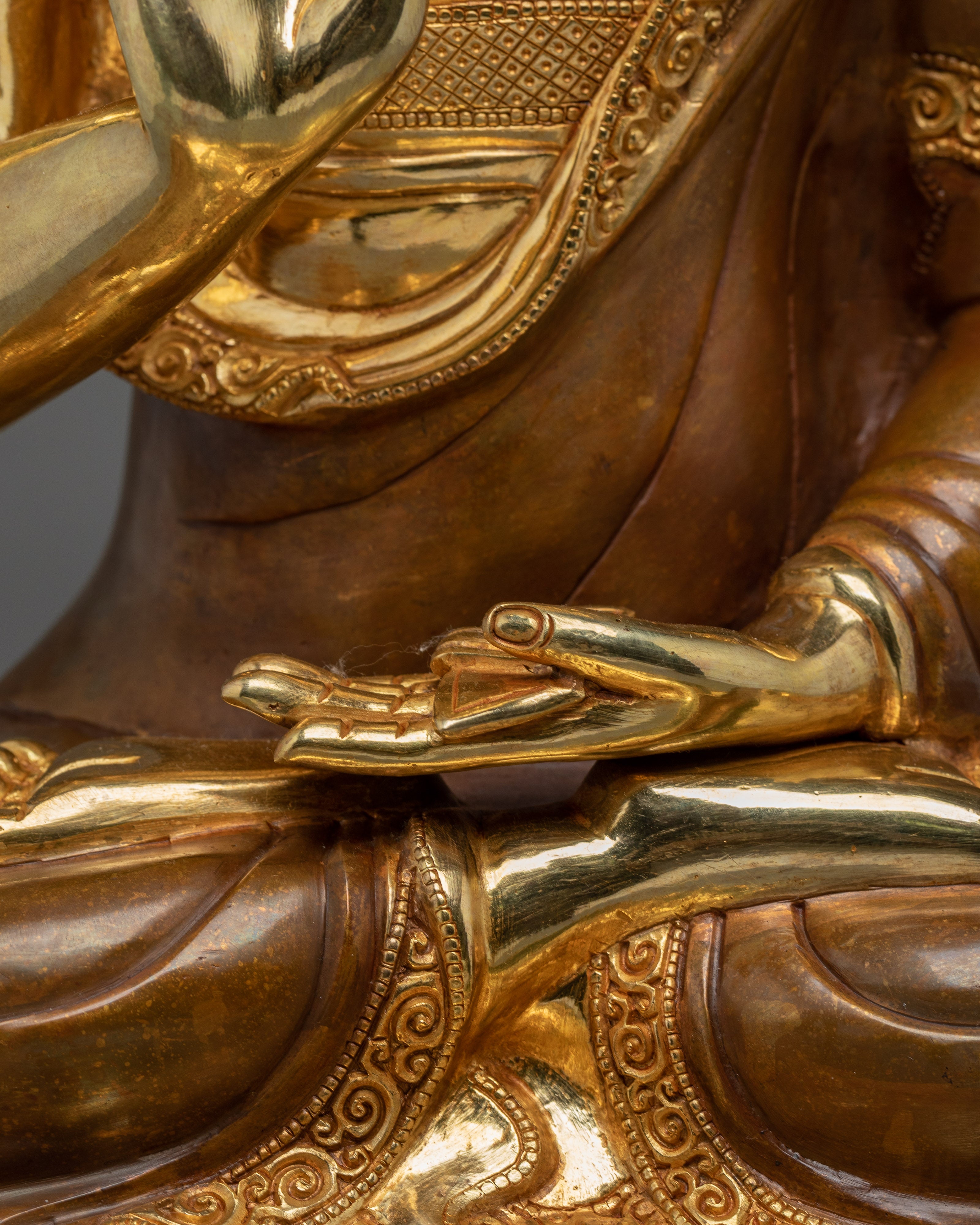 Tsongkhapa Set, Tibetan Masters Statue | Gold Gilded Artwork for Meditation