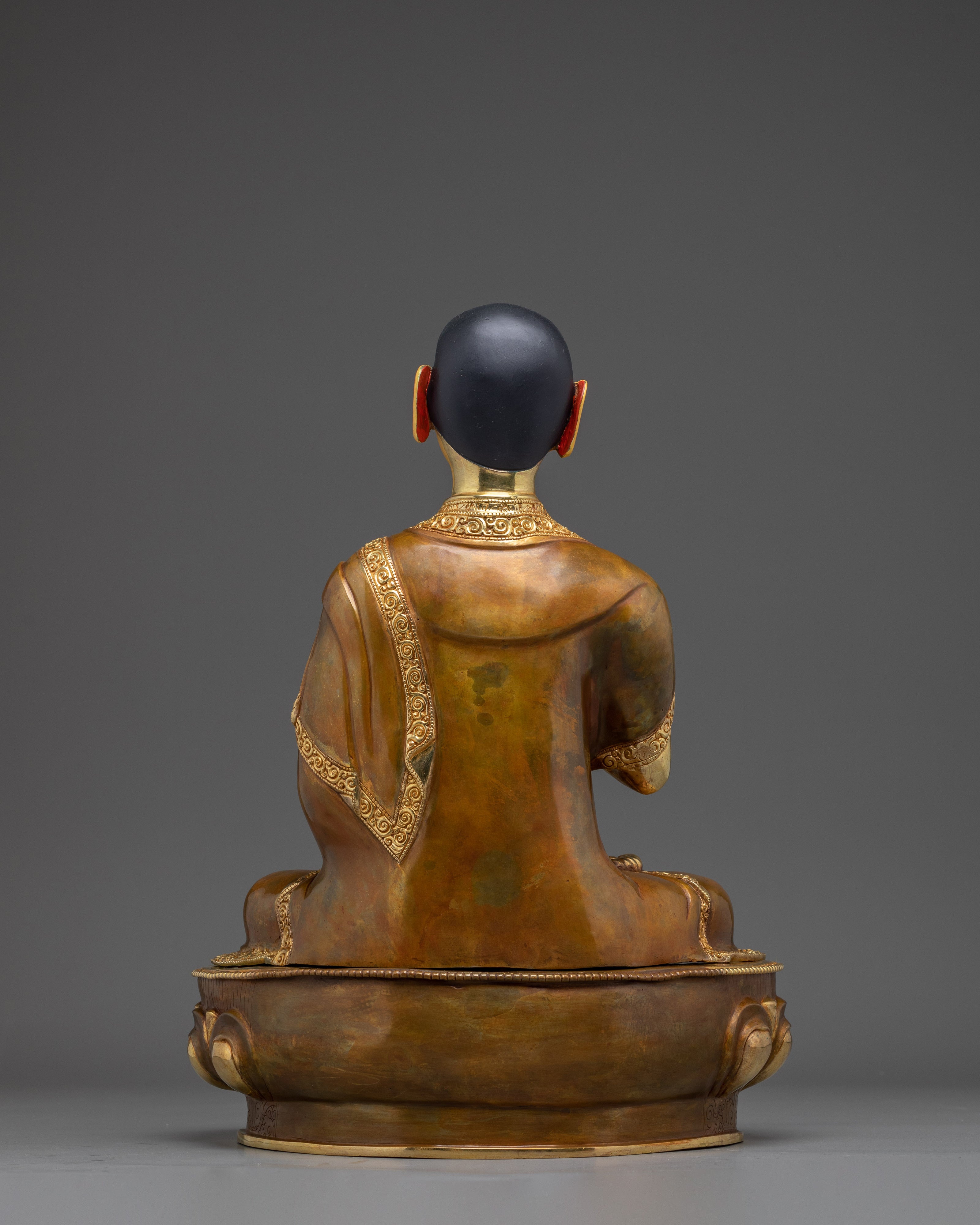 Tsongkhapa Set, Tibetan Masters Statue | Gold Gilded Artwork for Meditation