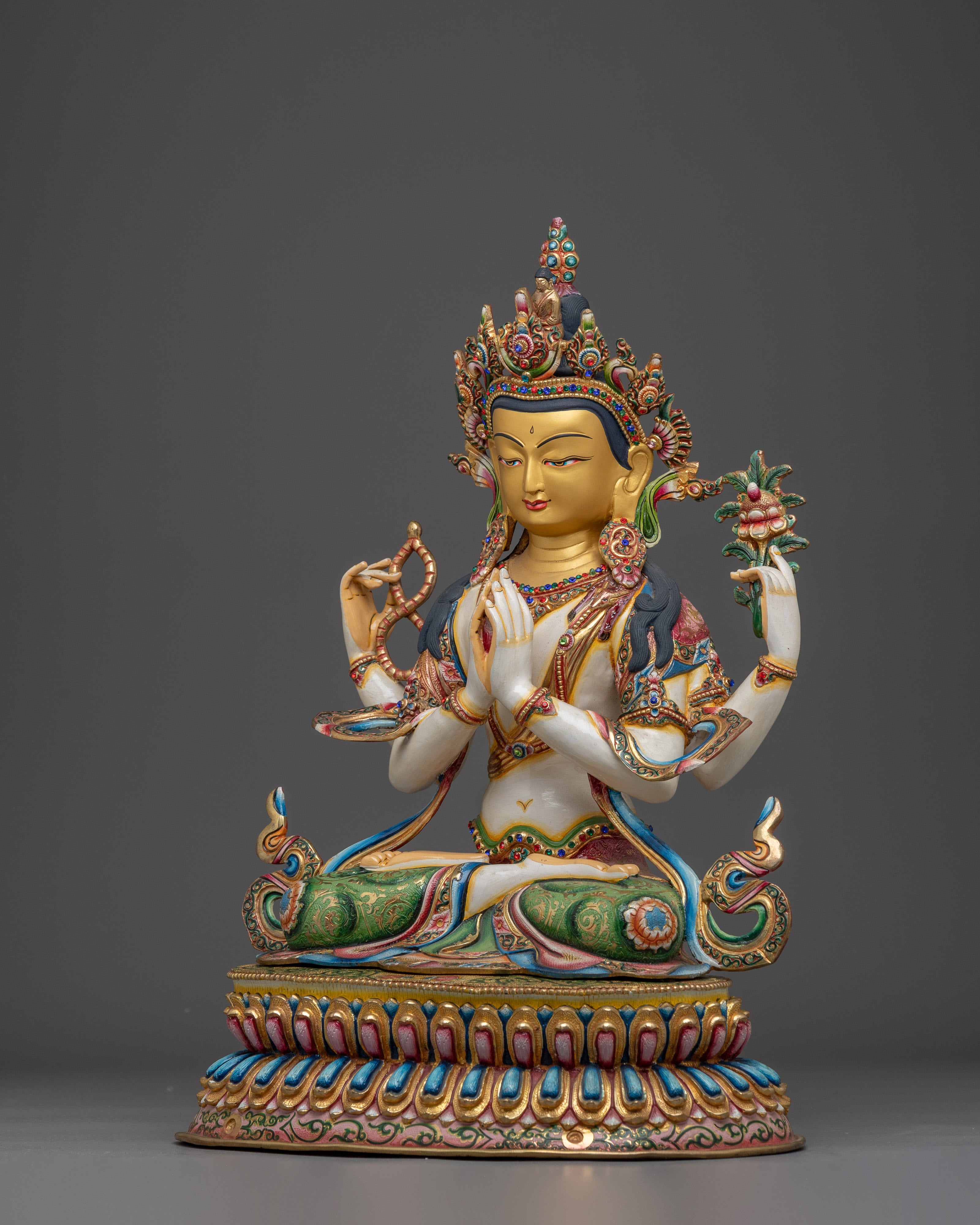 Tibetan Chenrezig Icon | Handcrafted Nepali Artwork