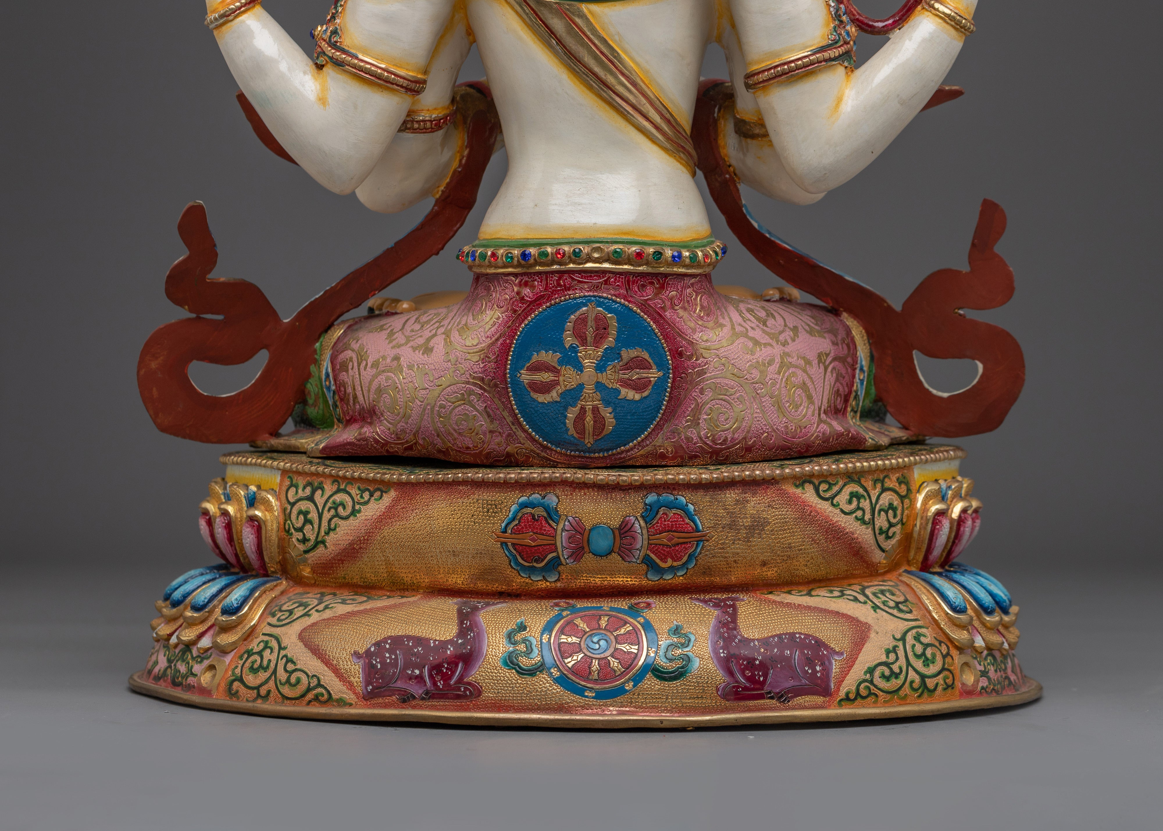 Tibetan Chenrezig Icon | Handcrafted Nepali Artwork