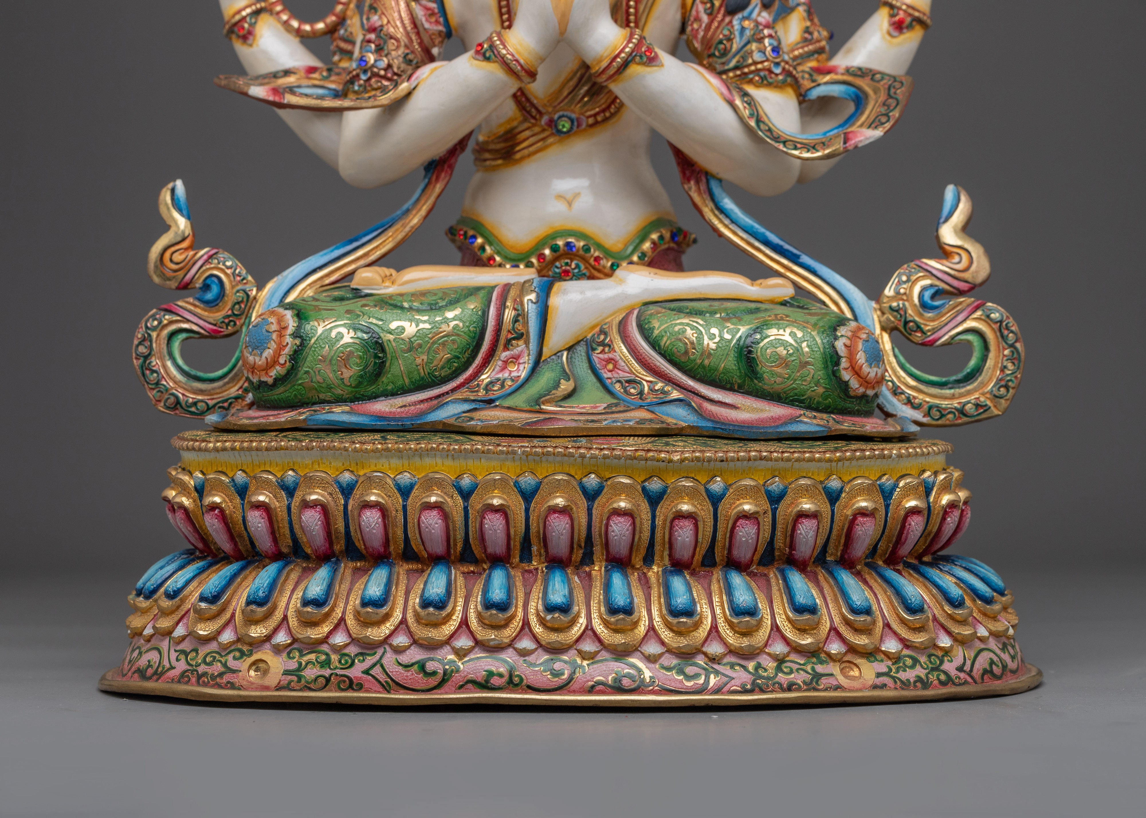 Tibetan Chenrezig Icon | Handcrafted Nepali Artwork