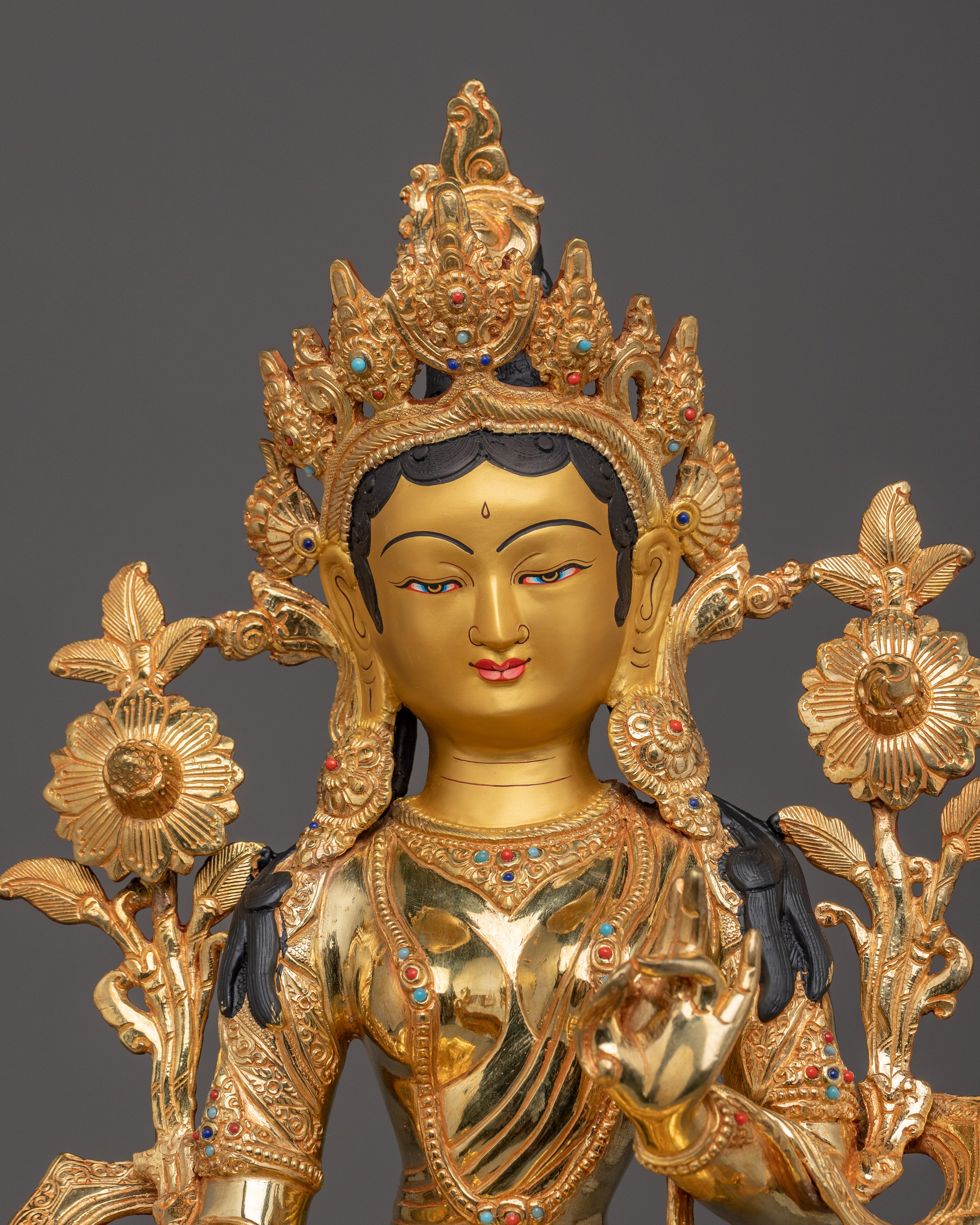 Green Tara, Fearless Mother of Compassion | Gold Gilded Art for Spiritual Growth