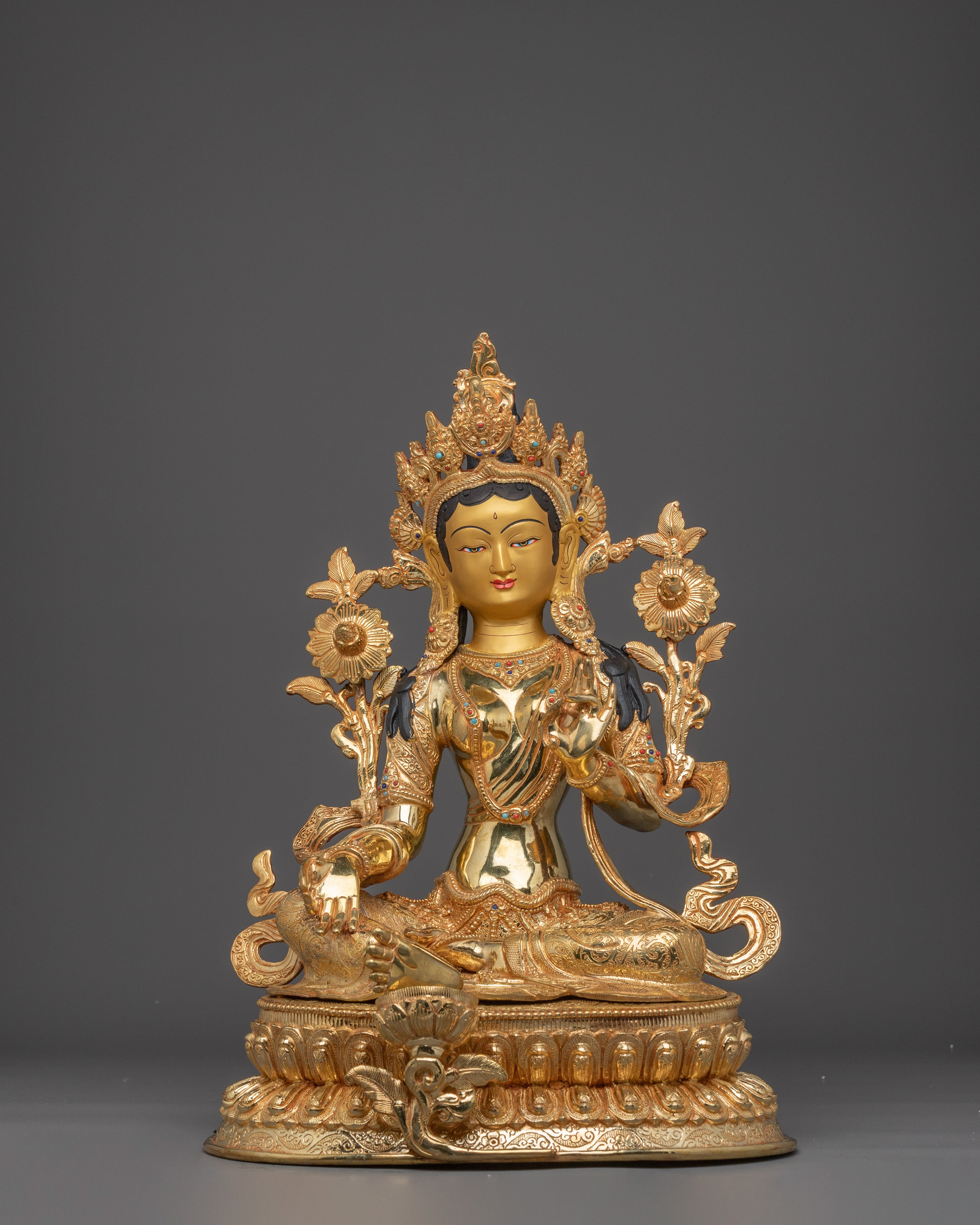 Green Tara, Fearless Mother of Compassion | Gold Gilded Art for Spiritual Growth