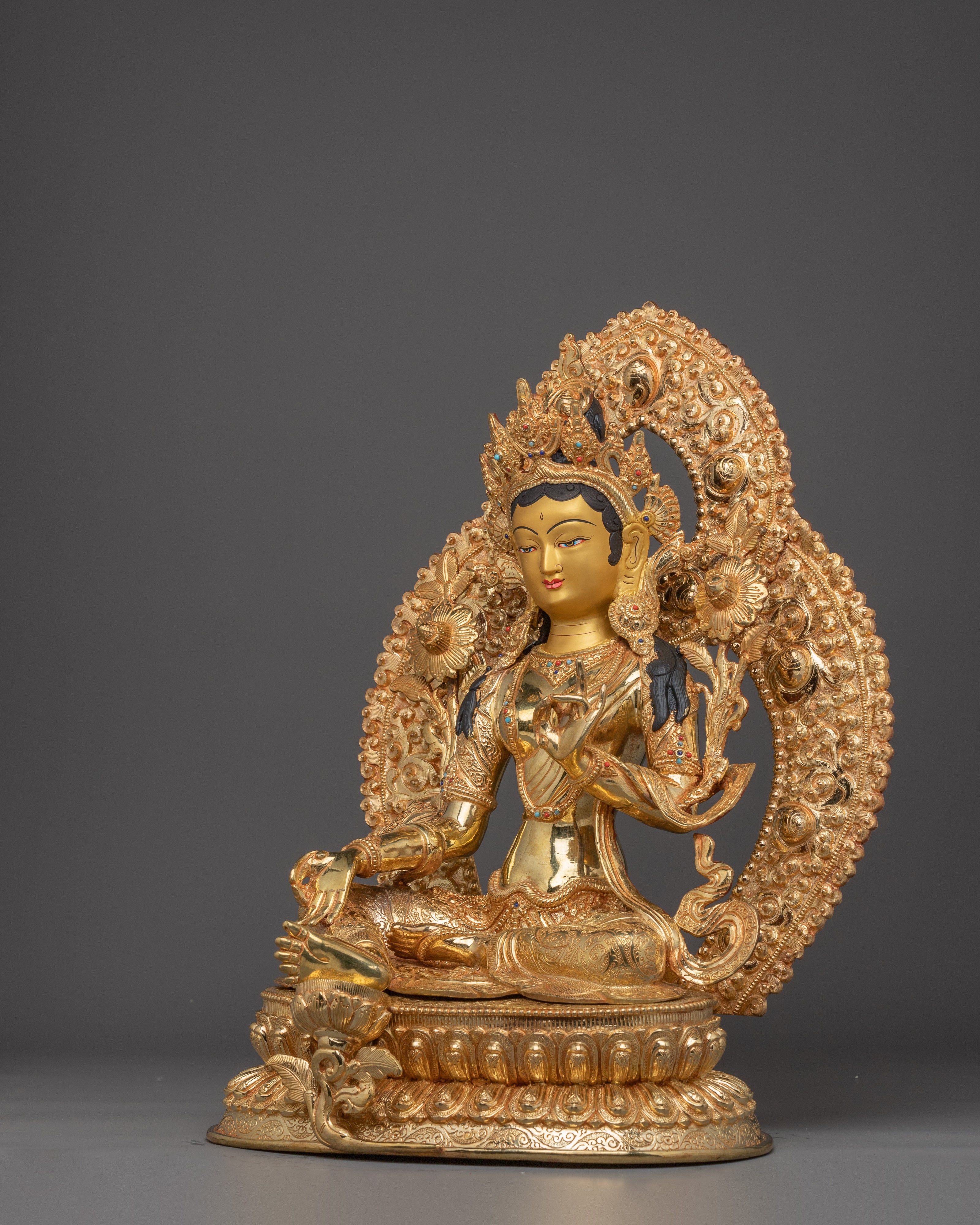 Green Tara, Fearless Mother of Compassion | Gold Gilded Art for Spiritual Growth