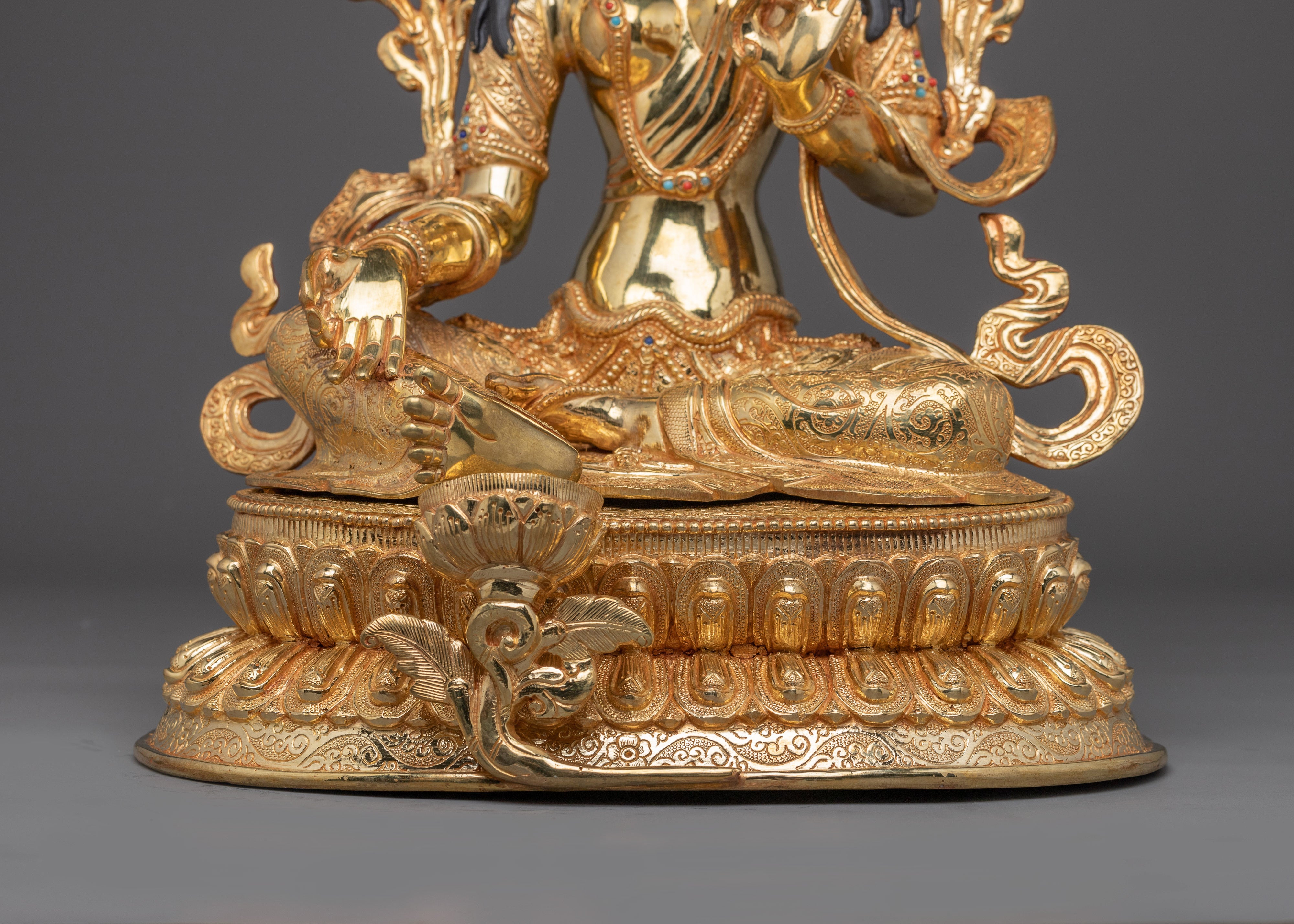 Green Tara, Fearless Mother of Compassion | Gold Gilded Art for Spiritual Growth