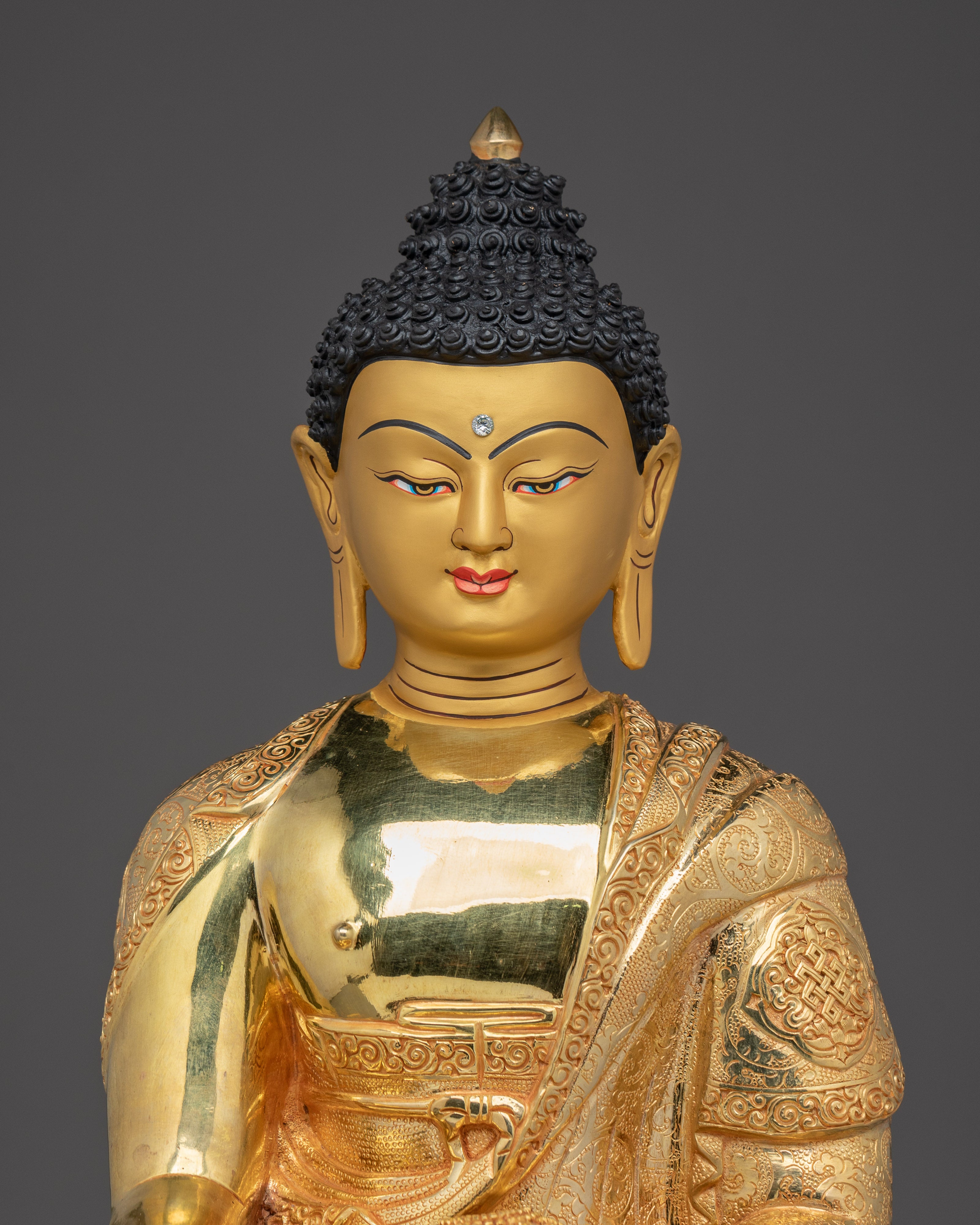 Shakyamuni Buddha Gold & Copper Sculpture | Buddhist Deity for Altar