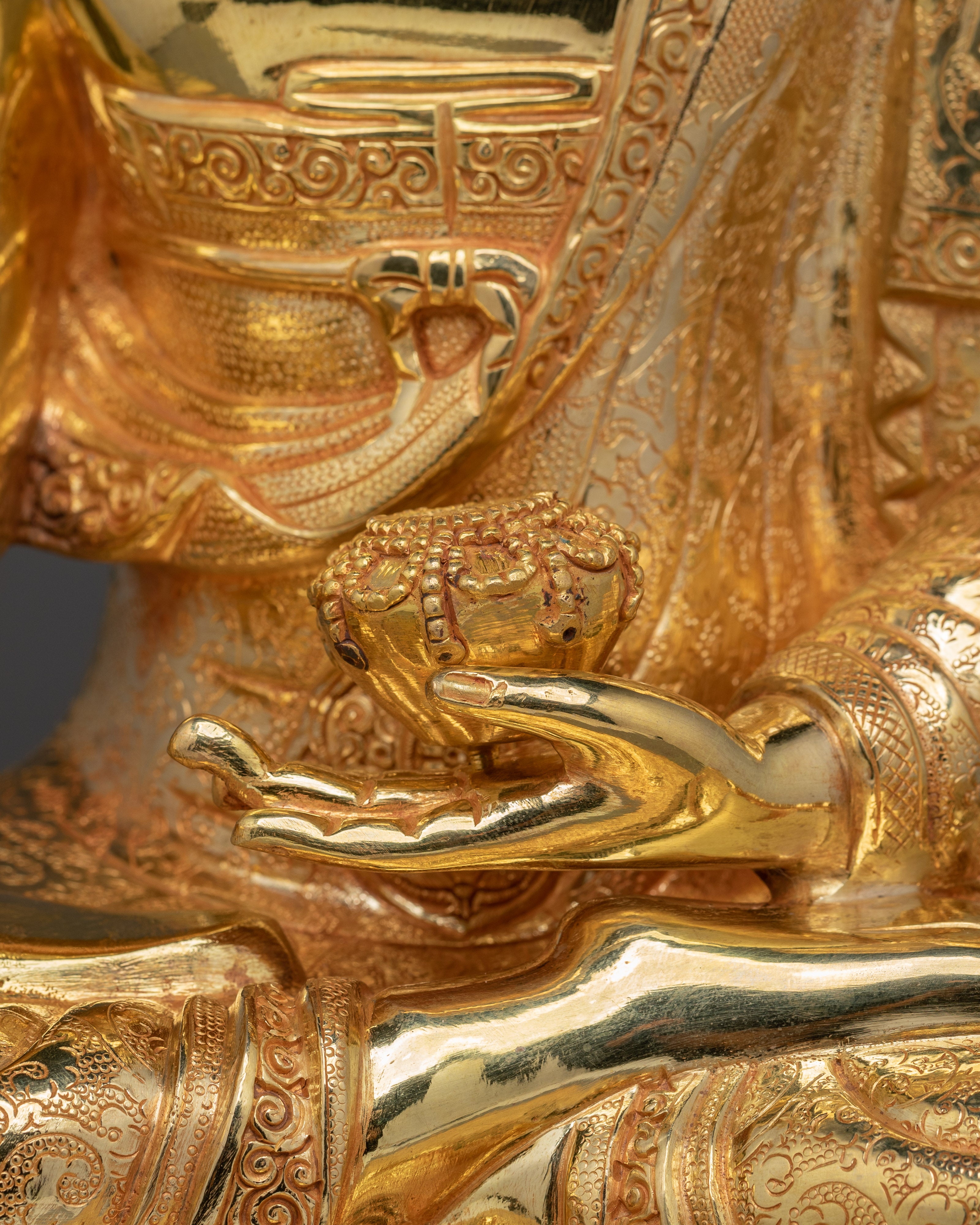 Shakyamuni Buddha Gold & Copper Sculpture | Buddhist Deity for Altar