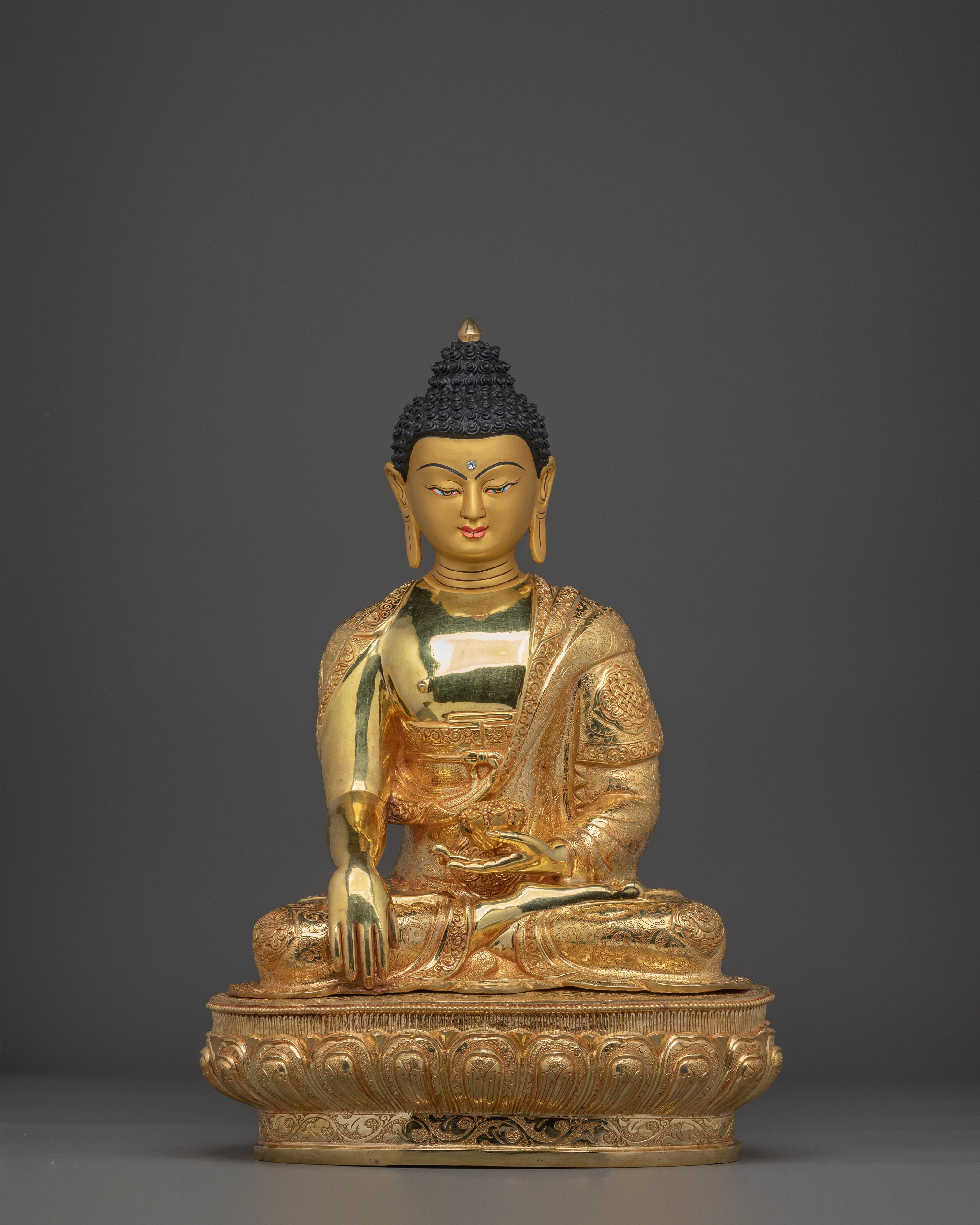 Shakyamuni Buddha Gold & Copper Sculpture | Buddhist Deity for Altar