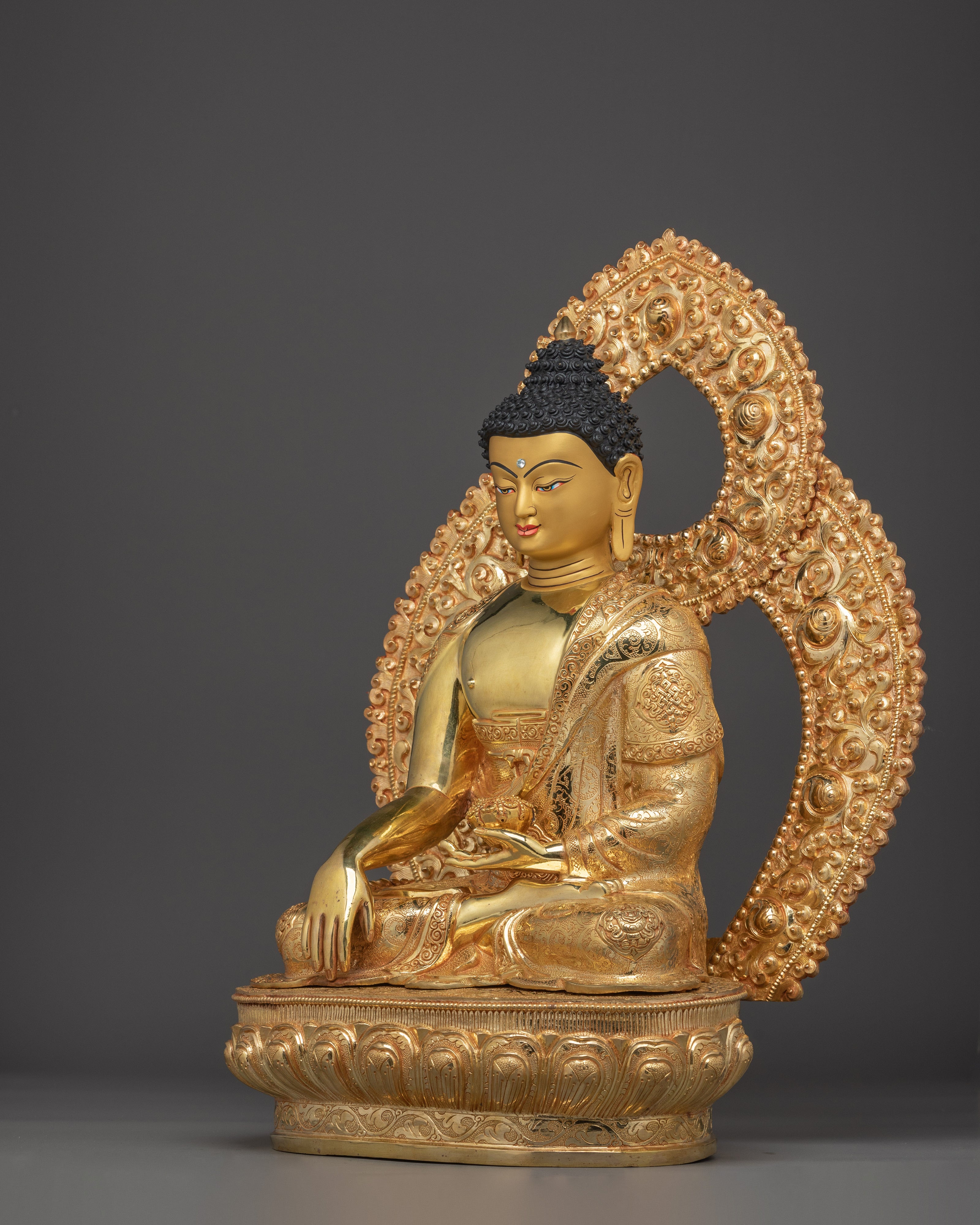 Shakyamuni Buddha Gold & Copper Sculpture | Buddhist Deity for Altar